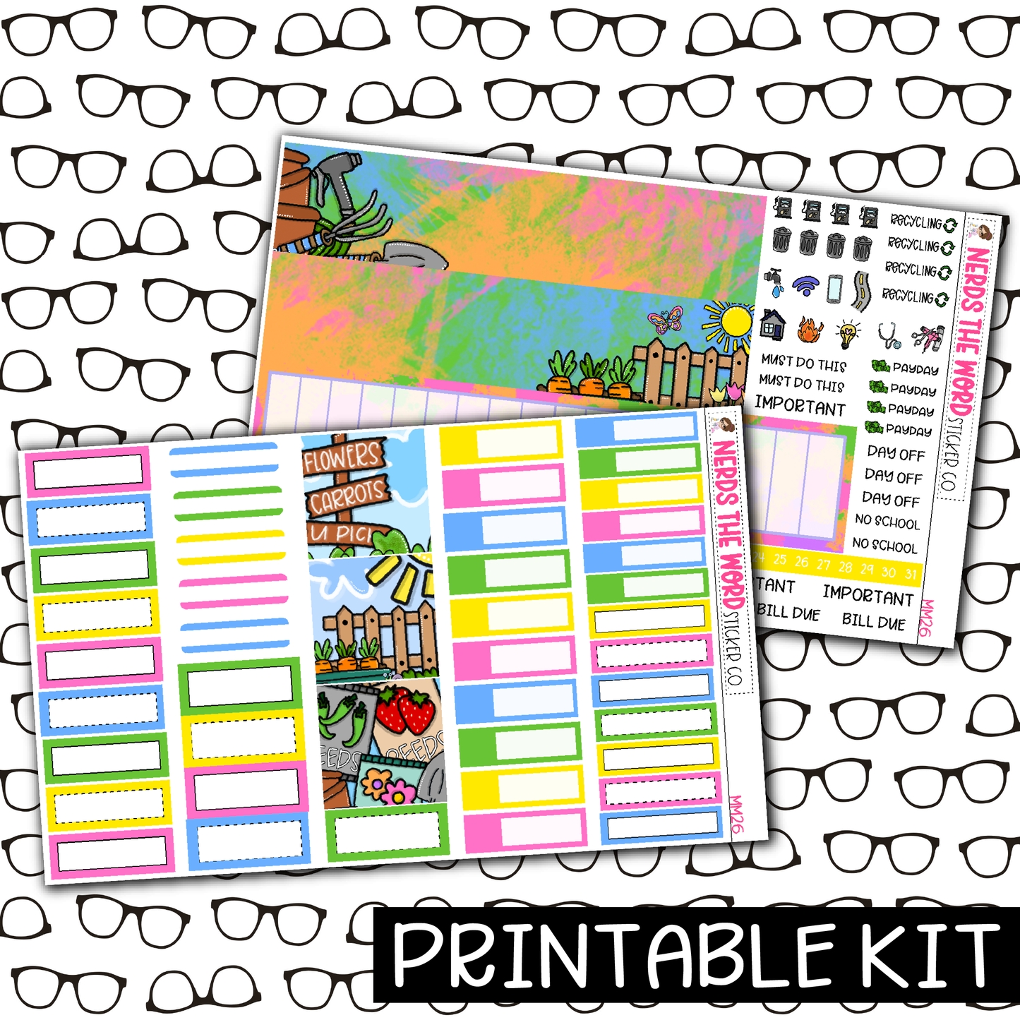 PRINTABLE - Garden Monthly, Weekly and or Journaling Sticker Kit
