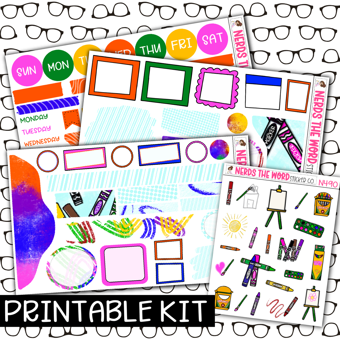 PRINTABLE - Color Monthly, Weekly and or Journaling Sticker Kit