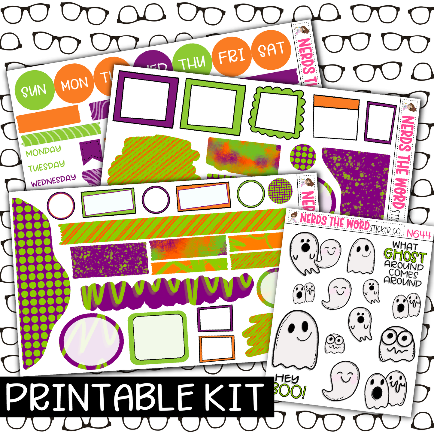 PRINTABLE - Hey Boo Monthly, Weekly and or Journaling Sticker Kit
