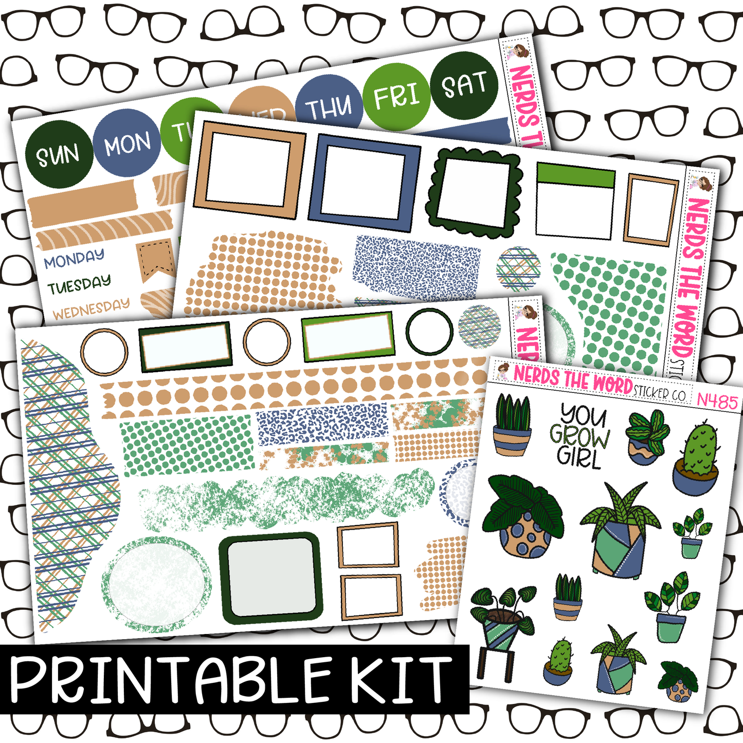 PRINTABLE - Plants Monthly, Weekly and or Journaling Sticker Kit