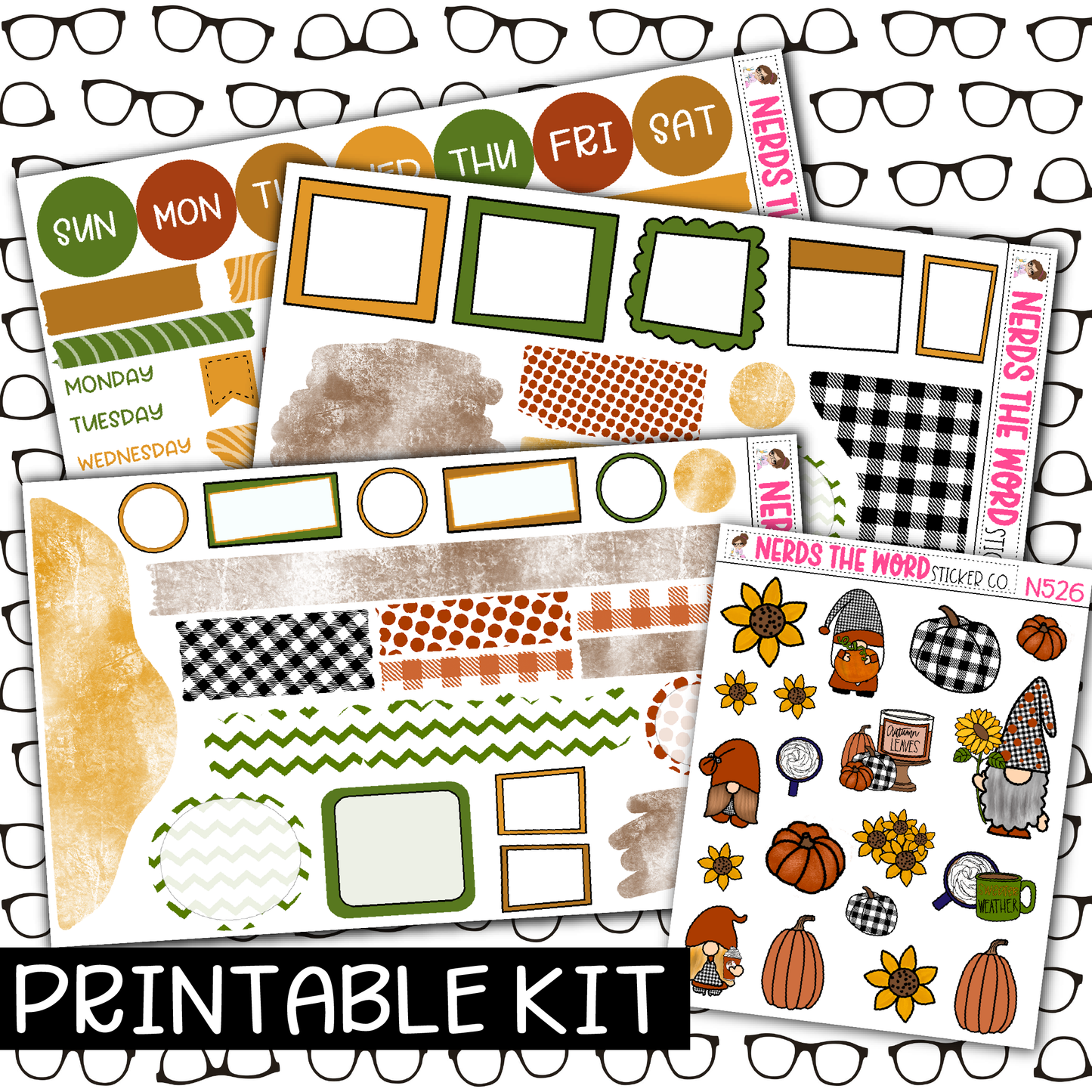 PRINTABLE - Sweater Weather Monthly, Weekly and or Journaling Sticker Kit
