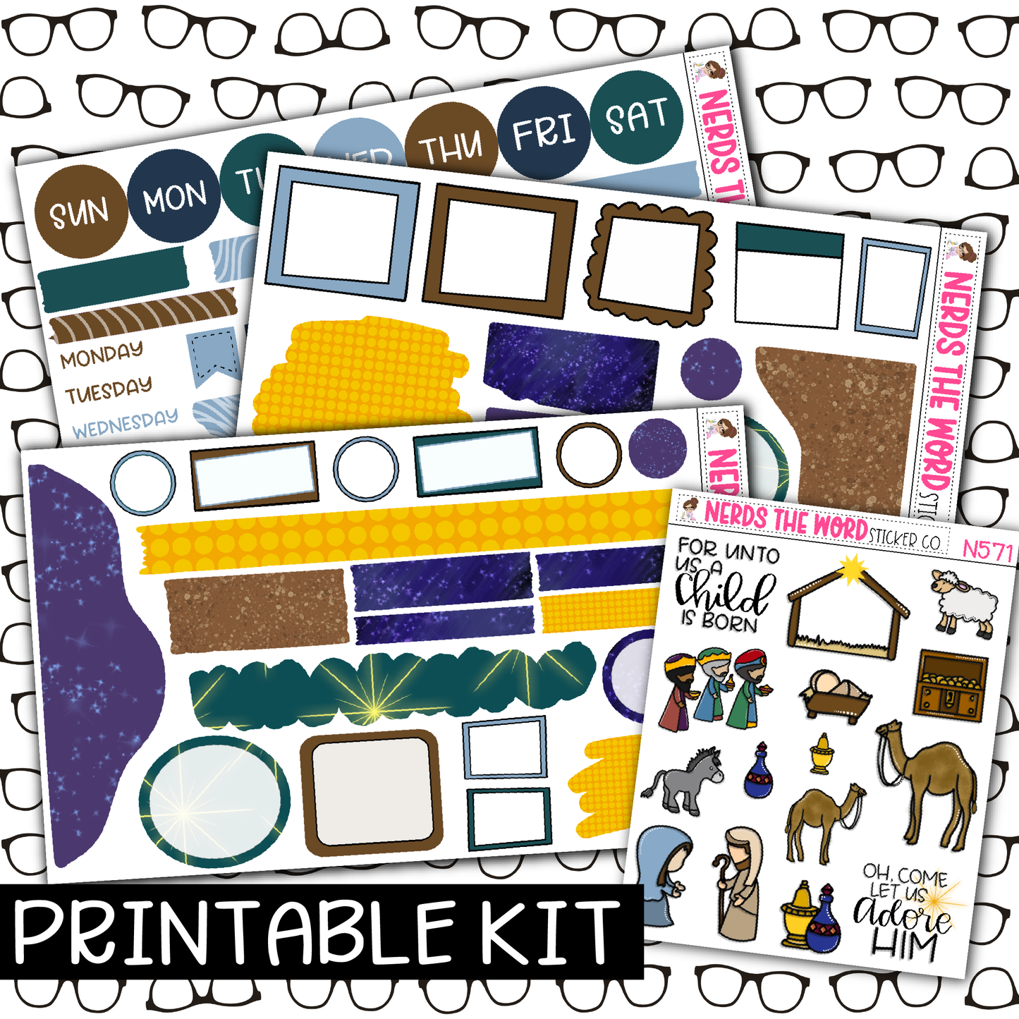 PRINTABLE - Nativity Monthly, Weekly and or Journaling Sticker Kit