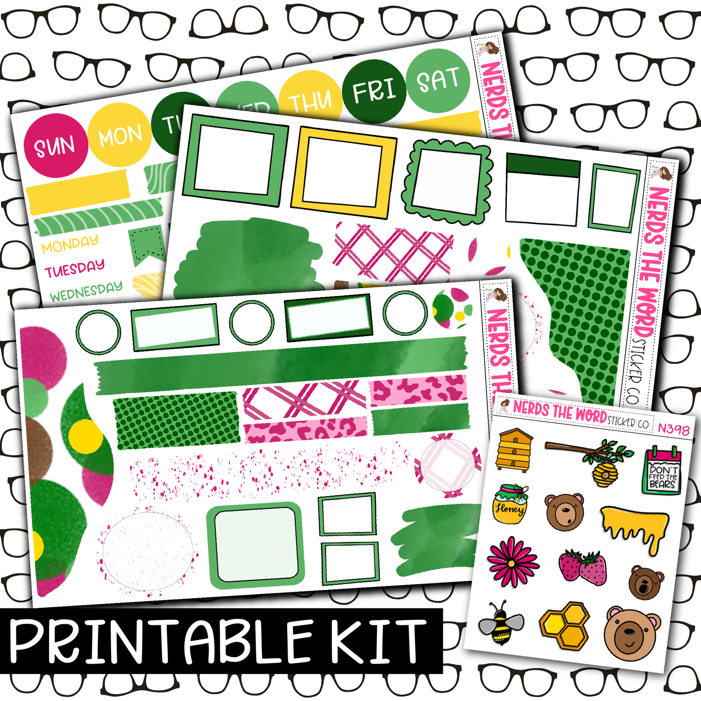 PRINTABLE - Don't Feed The Bears Monthly, Weekly and or Journaling Sticker Kit