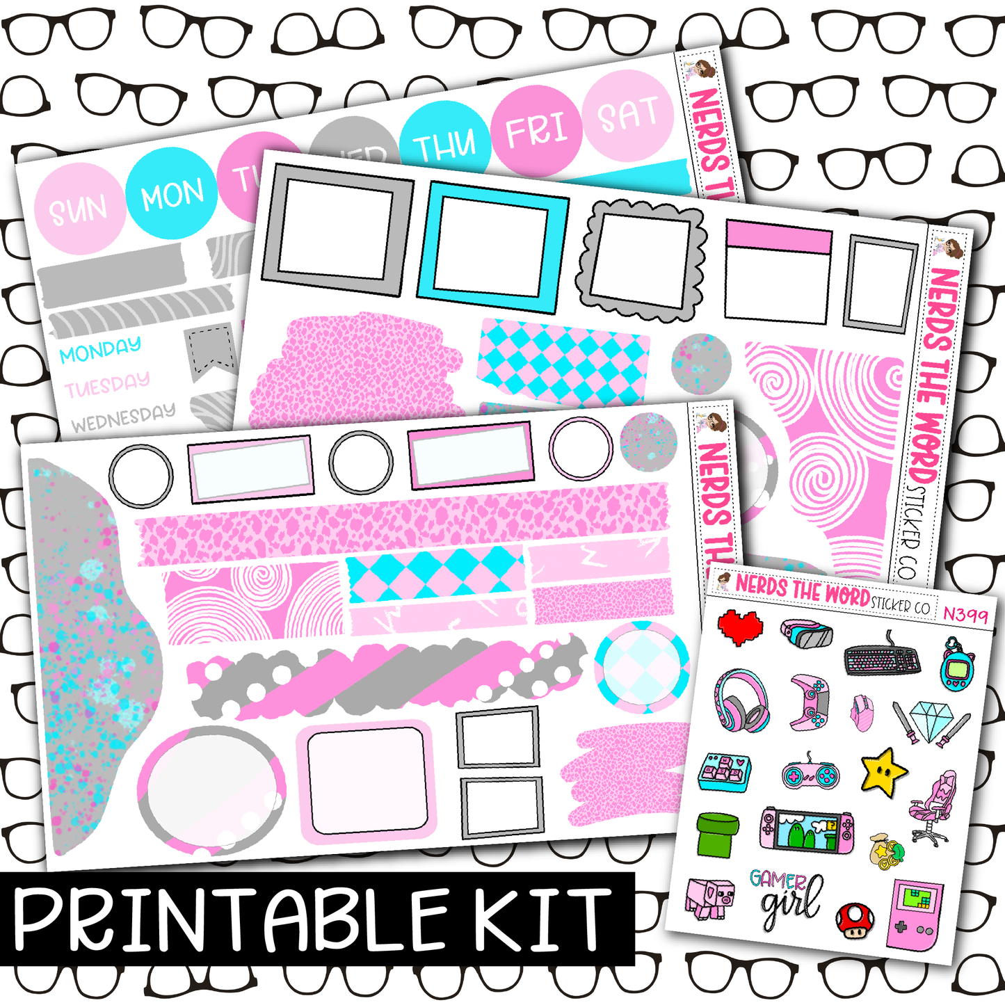 PRINTABLE - Gamer Girl Monthly, Weekly and or Journaling Sticker Kit