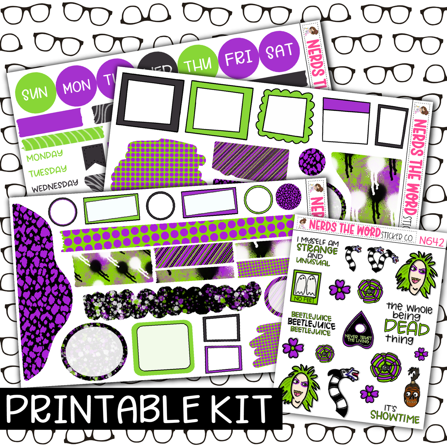 PRINTABLE - Beetlejuice Monthly, Weekly and or Journaling Sticker Kit