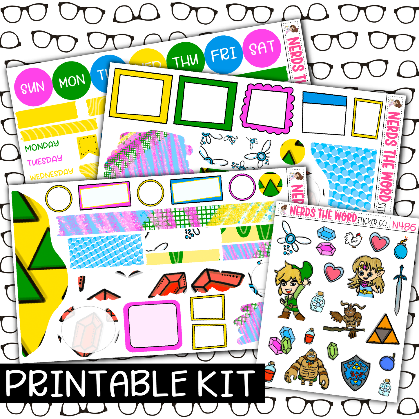 PRINTABLE - Zelda Monthly, Weekly and or Journaling Sticker Kit