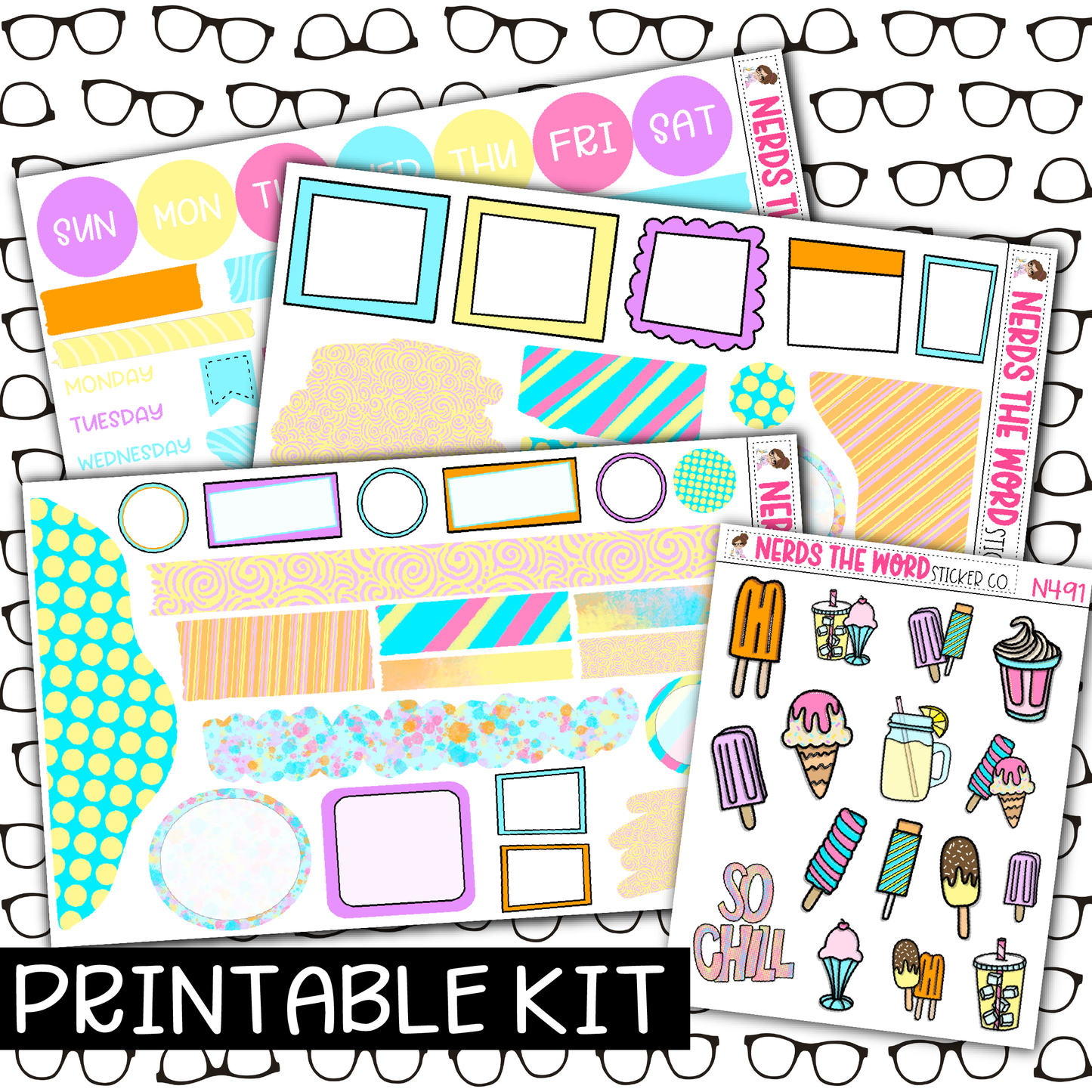PRINTABLE - Chill Out Monthly, Weekly and or Journaling Sticker Kit