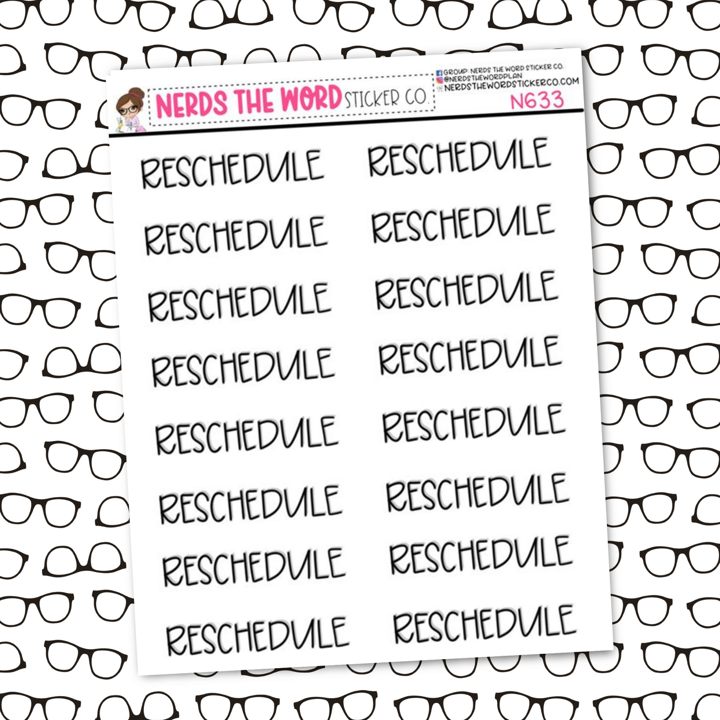 Reschedule Hand Lettered Sticker Sheet
