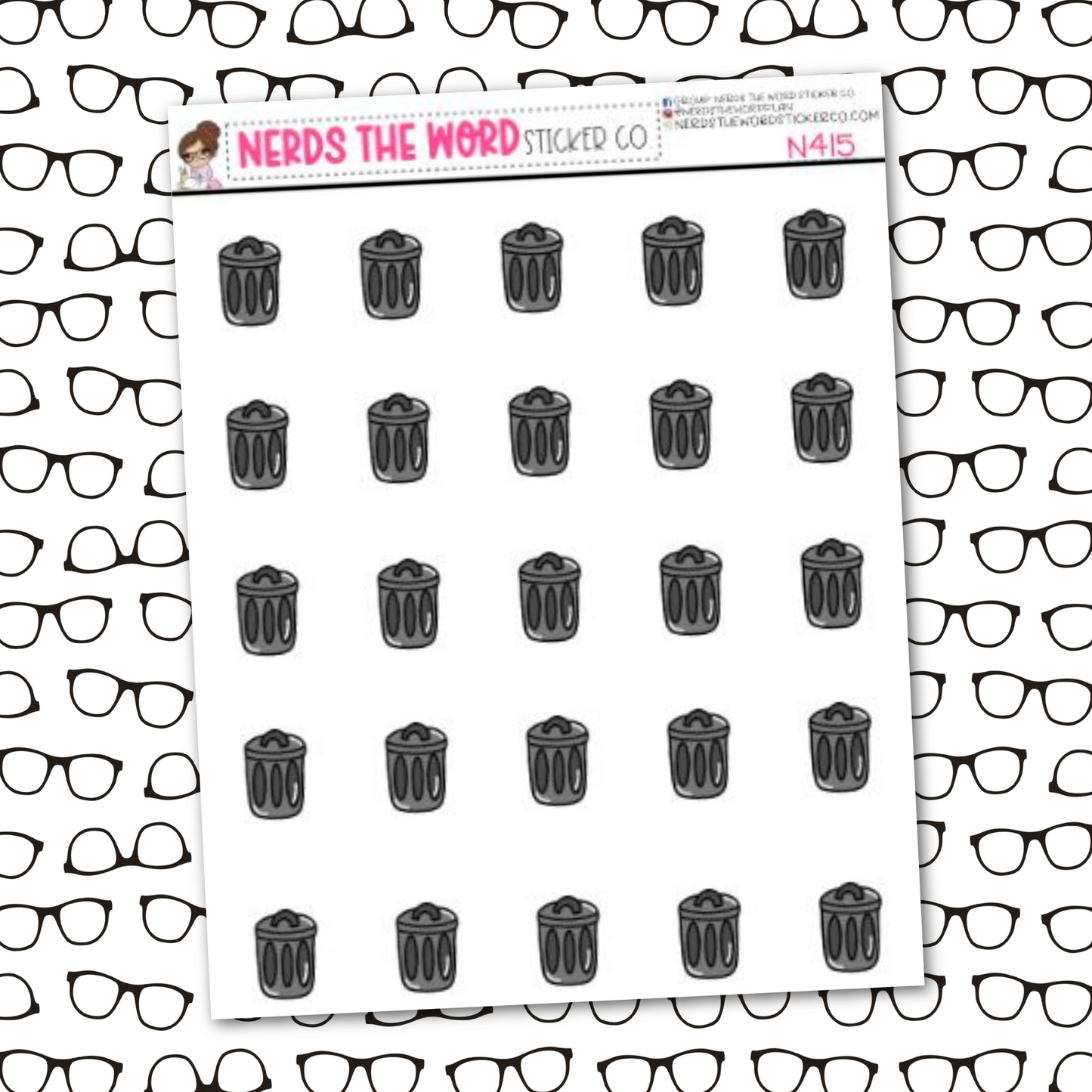 Trash Can Icon Sticker Sheet