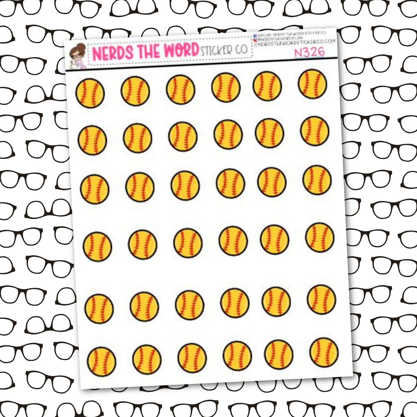 Softball Icon Sticker Sheet