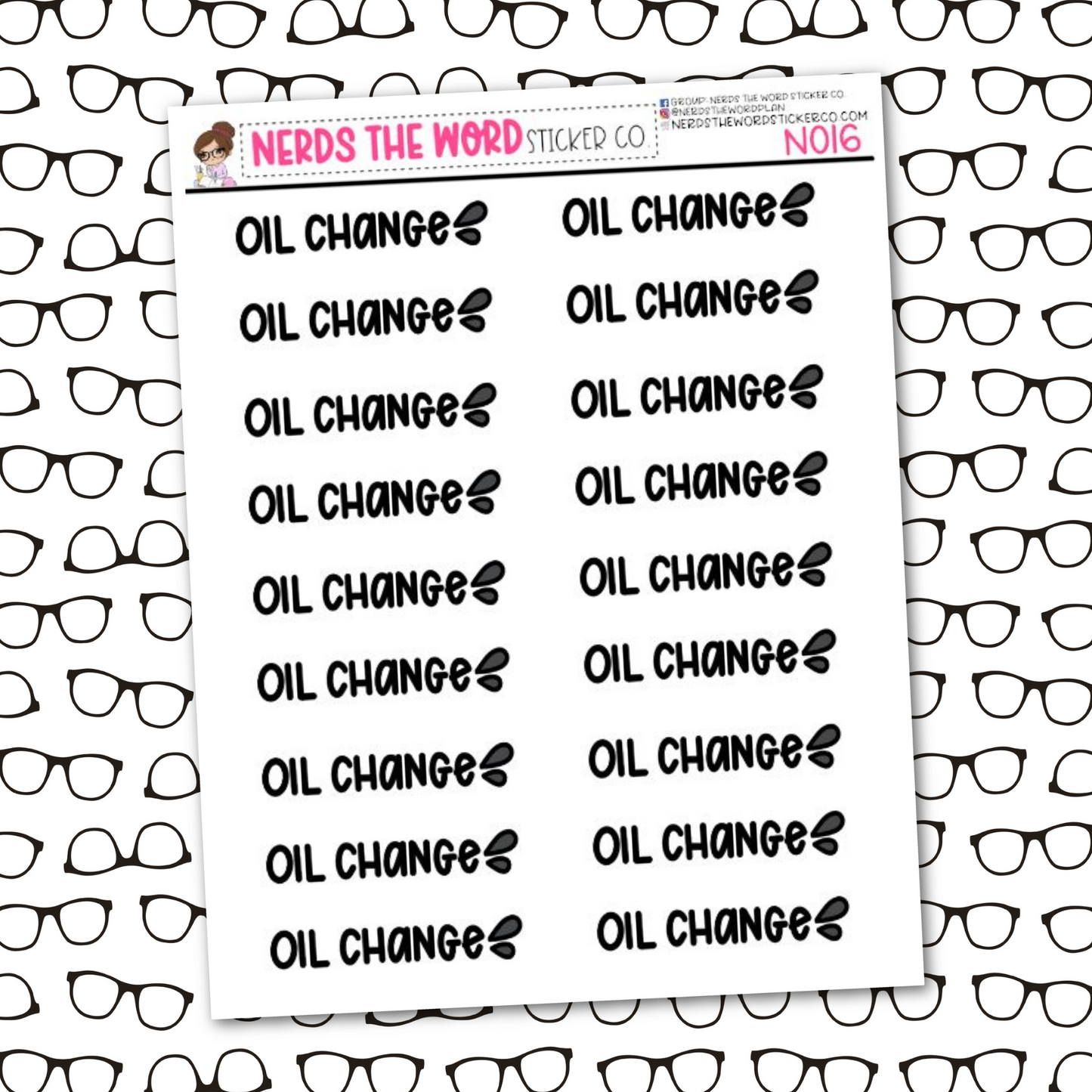 Oil Change Sticker Sheet