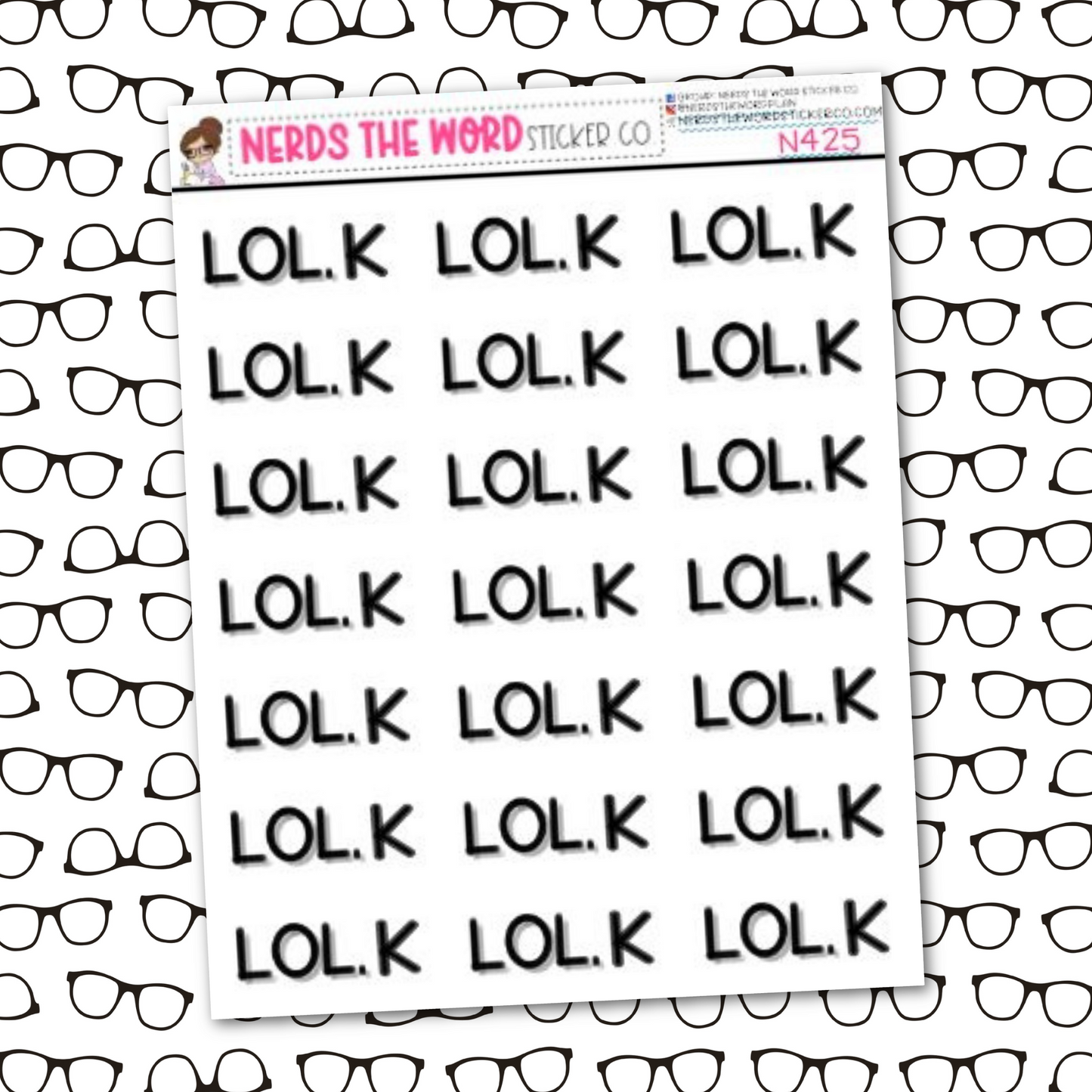 LOL, K Quote Sticker Sheet