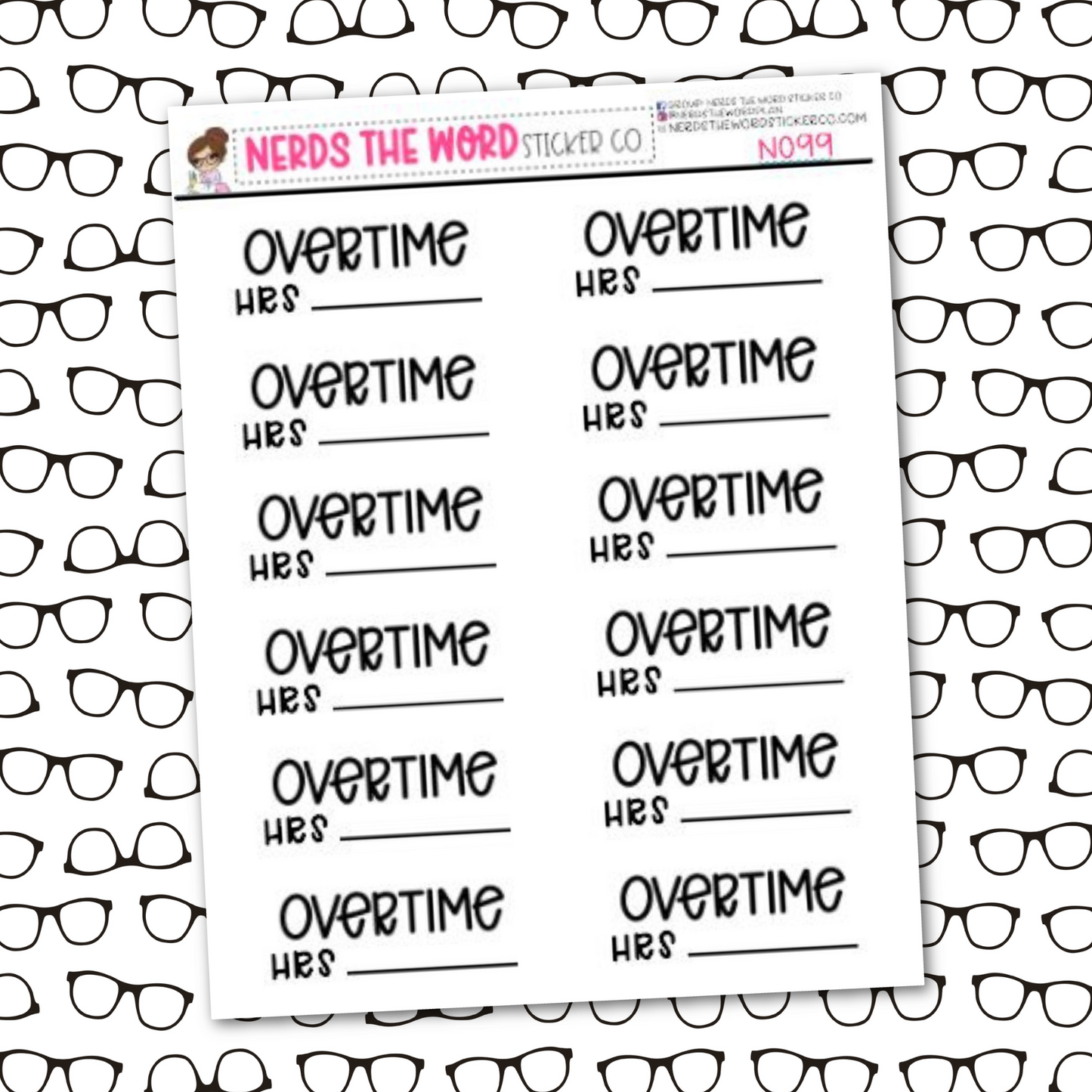Overtime Tracking Boxes Sticker Sheet