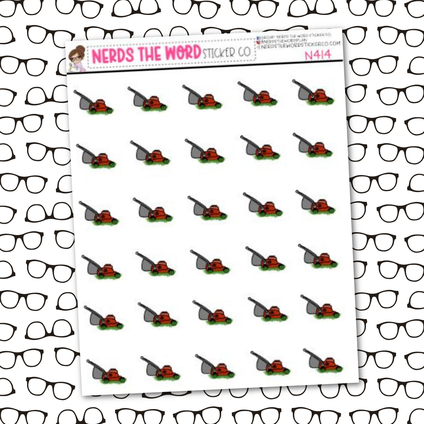 Lawn Mower Icon Sticker Sheet