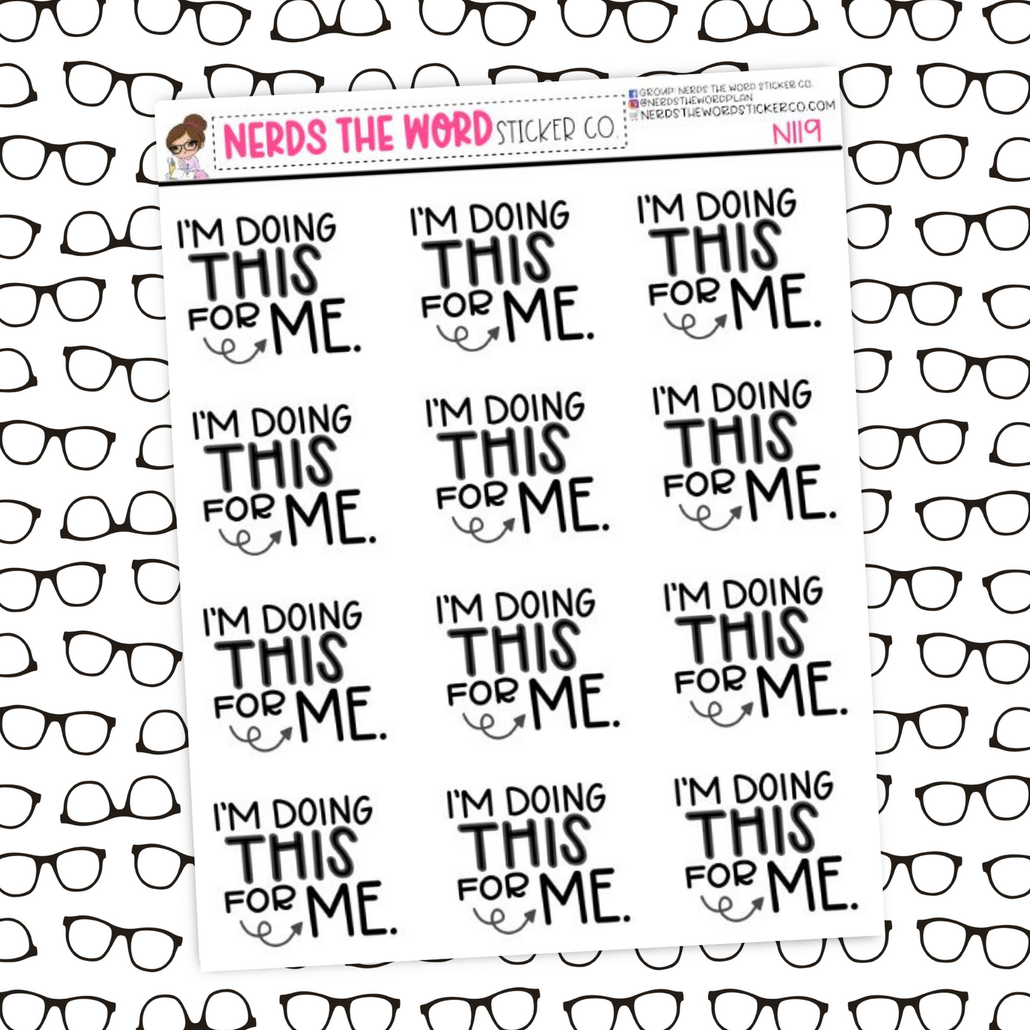 I'm doing this for Me Sticker Sheet