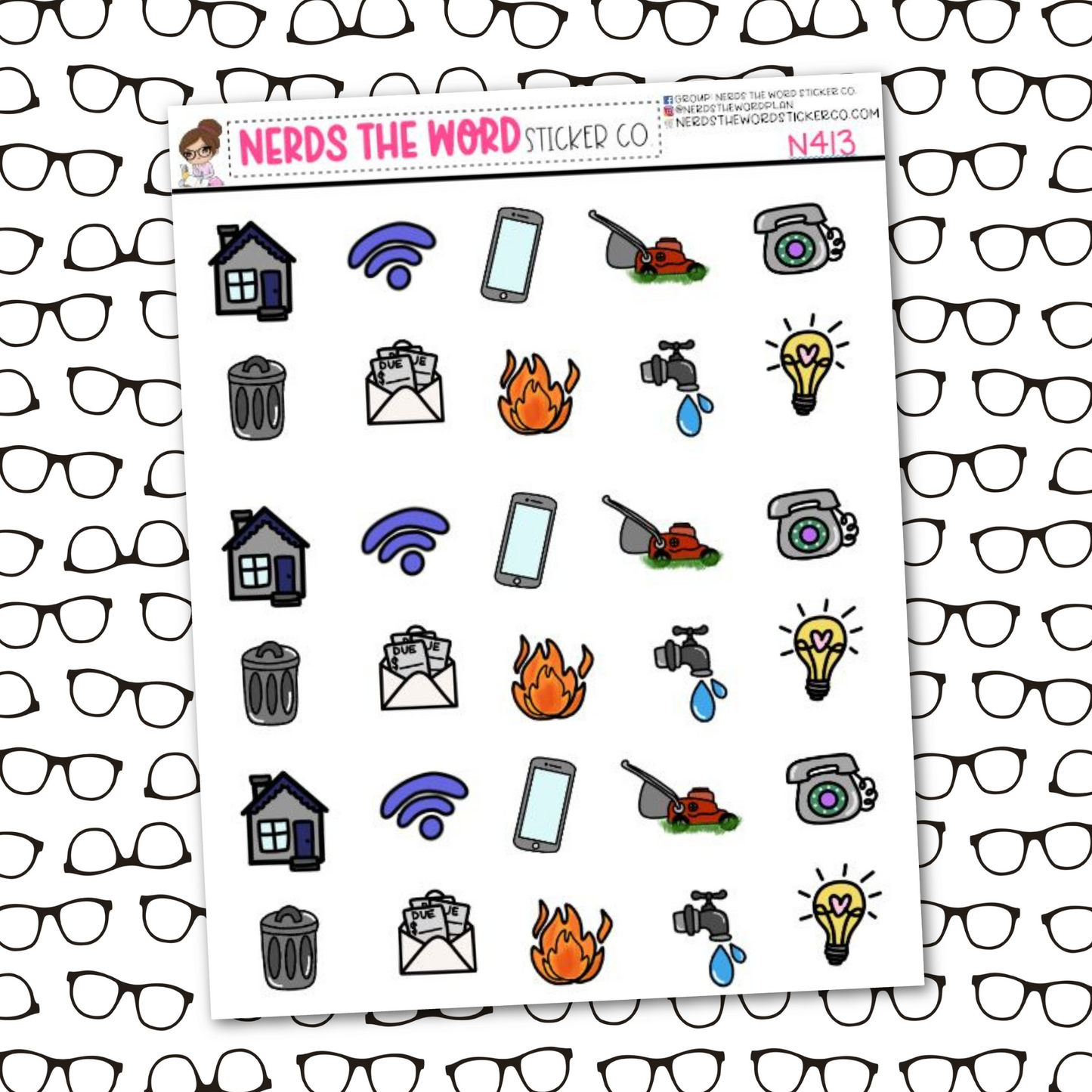 Mixed Bill Icon Sticker Sheet