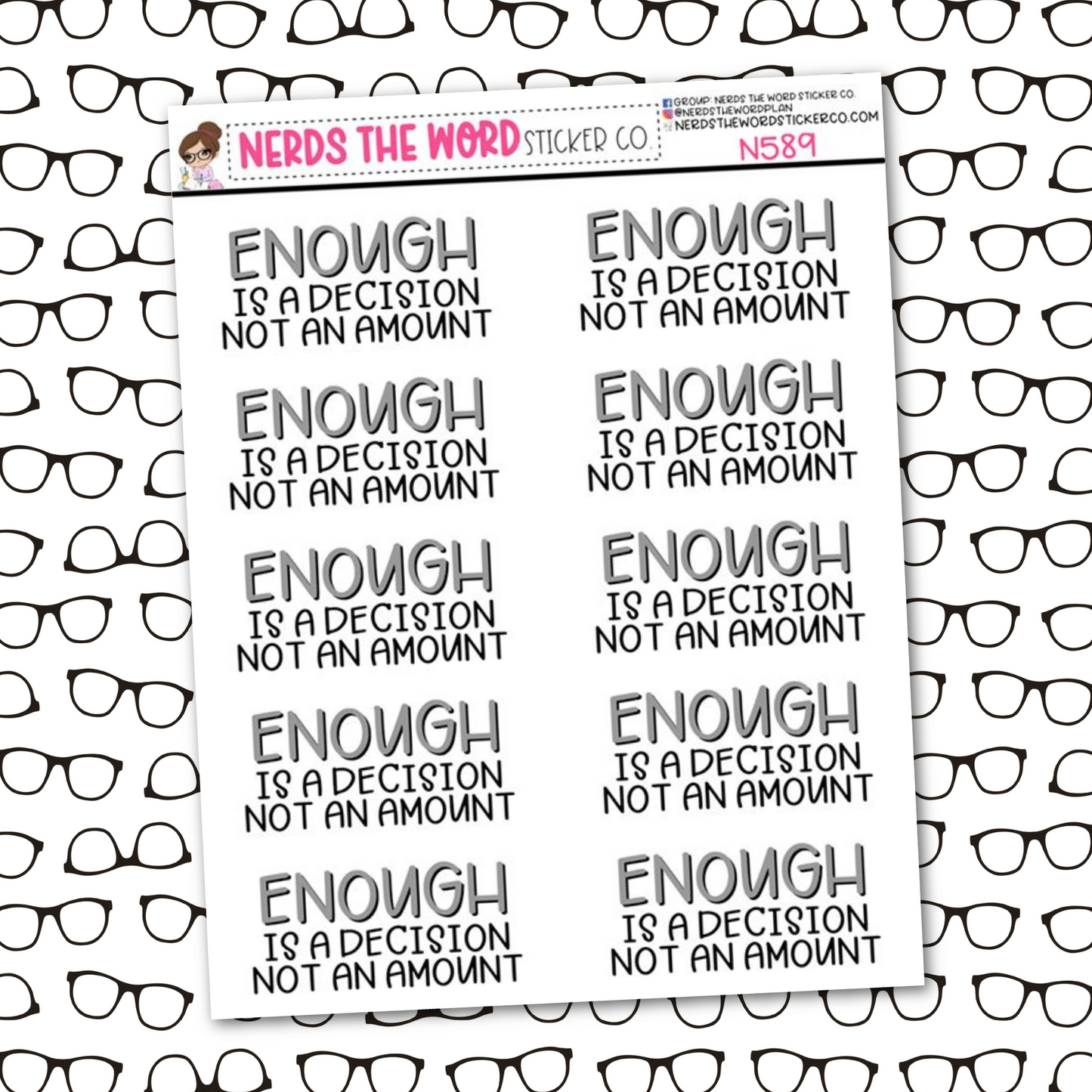 Enough Quote Sticker Sheet