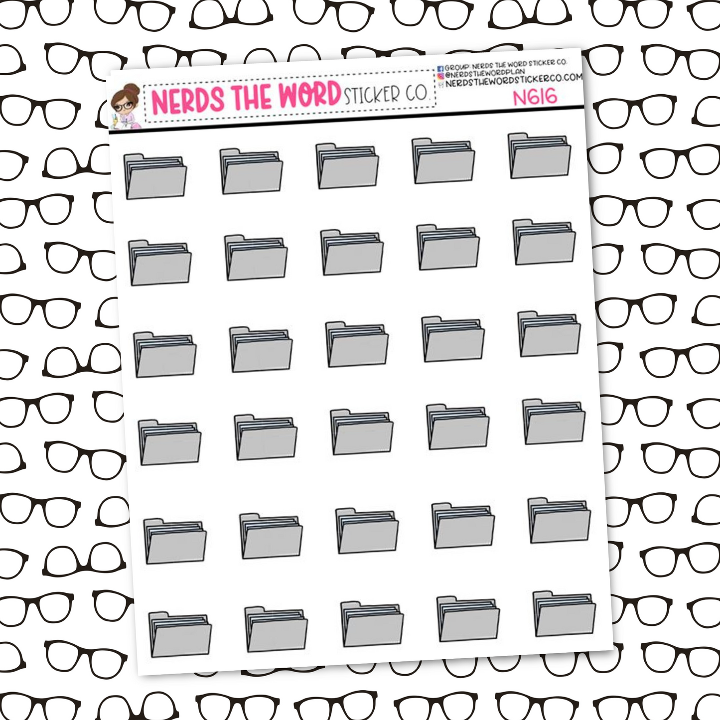 File Folder Icon Sticker Sheet