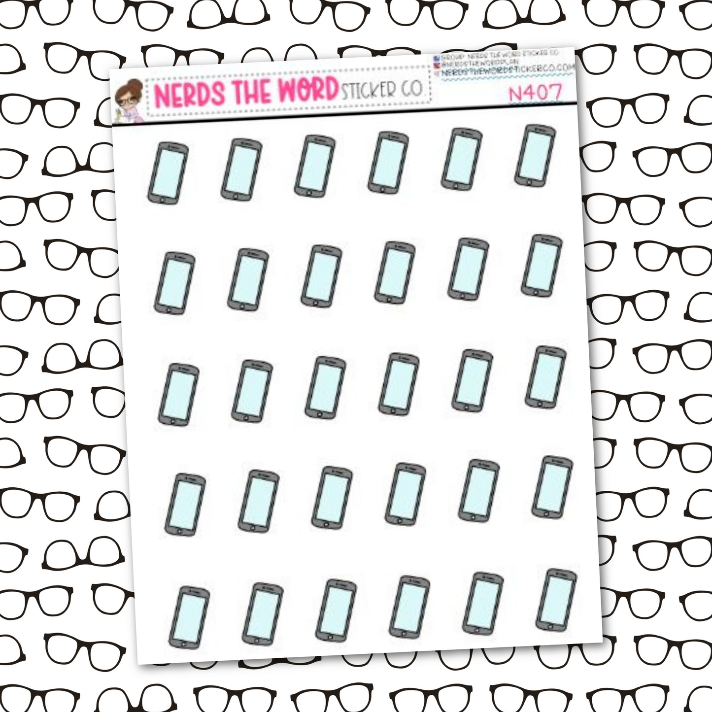 Cell Phone Icon Sticker Sheet