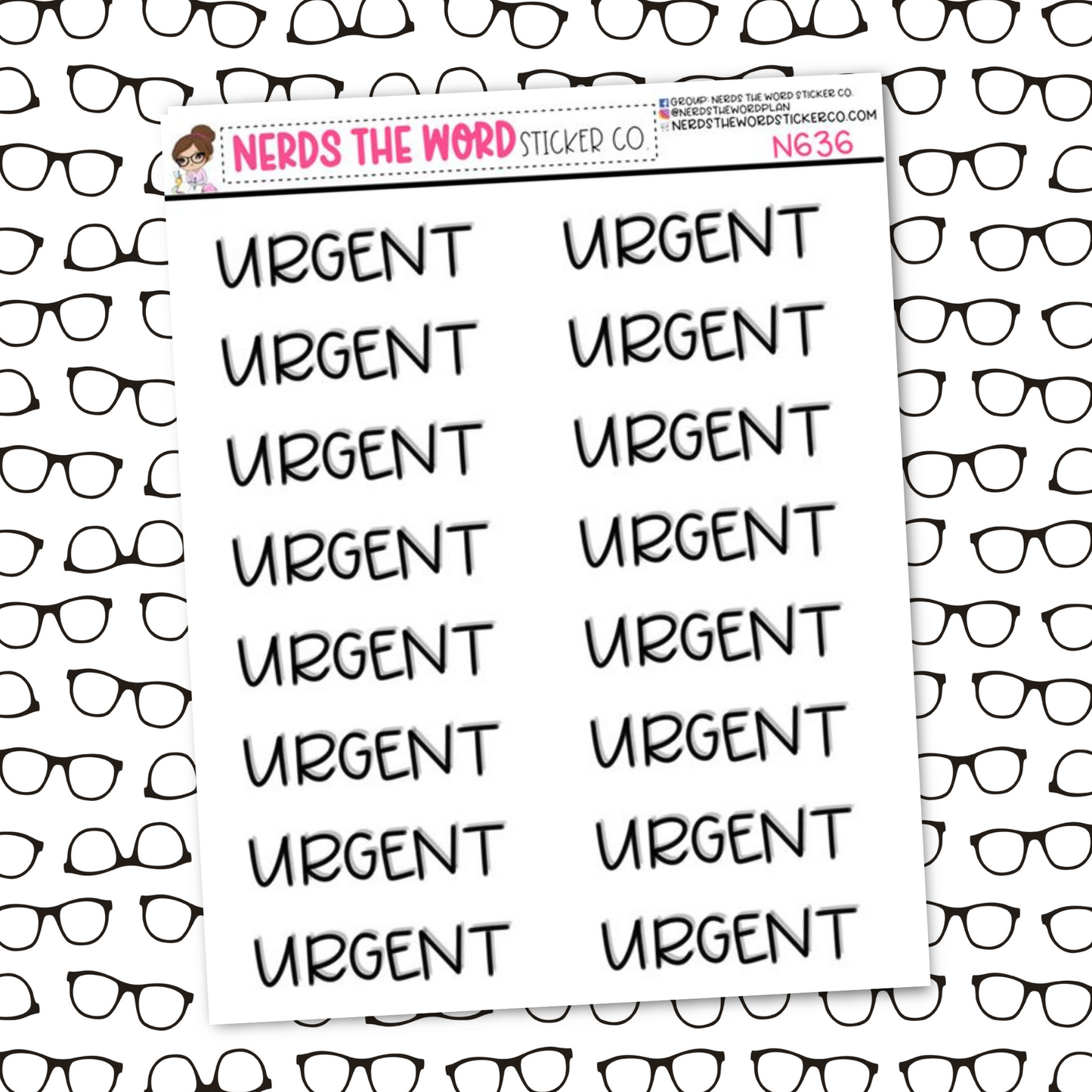 Urgent Hand Lettered Sticker Sheet