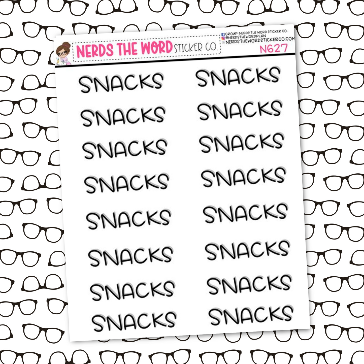 Snacks Hand Lettered Sticker Sheet