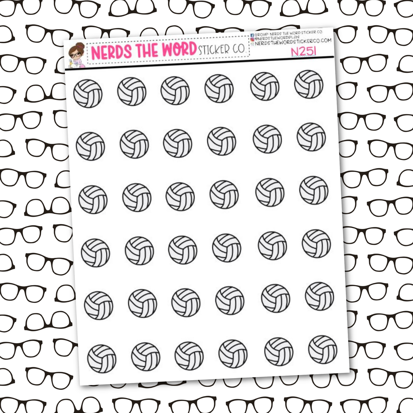 Volleyball Icon Sticker Sheet