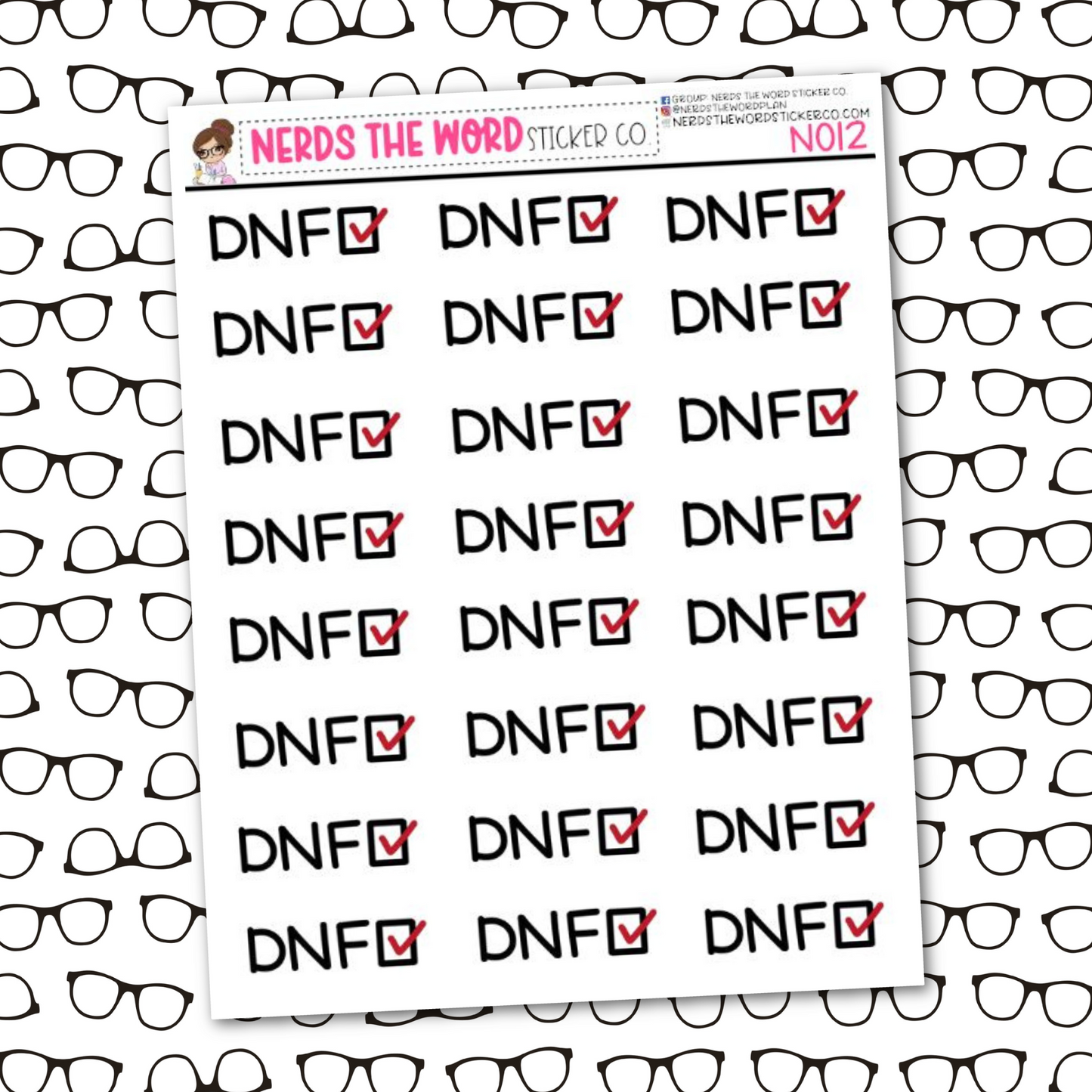 DNF (did not finish) Book Sticker Sheet