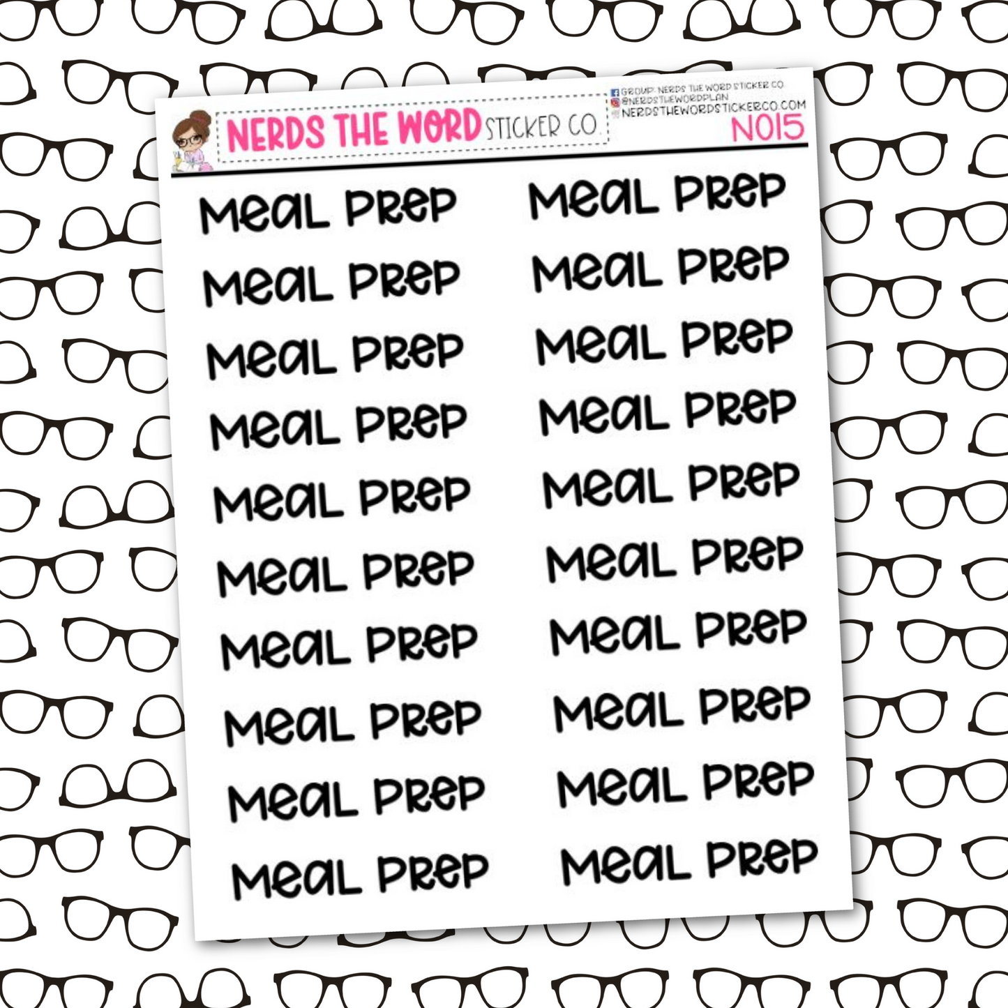 Meal Prep Typography Sticker Sheet