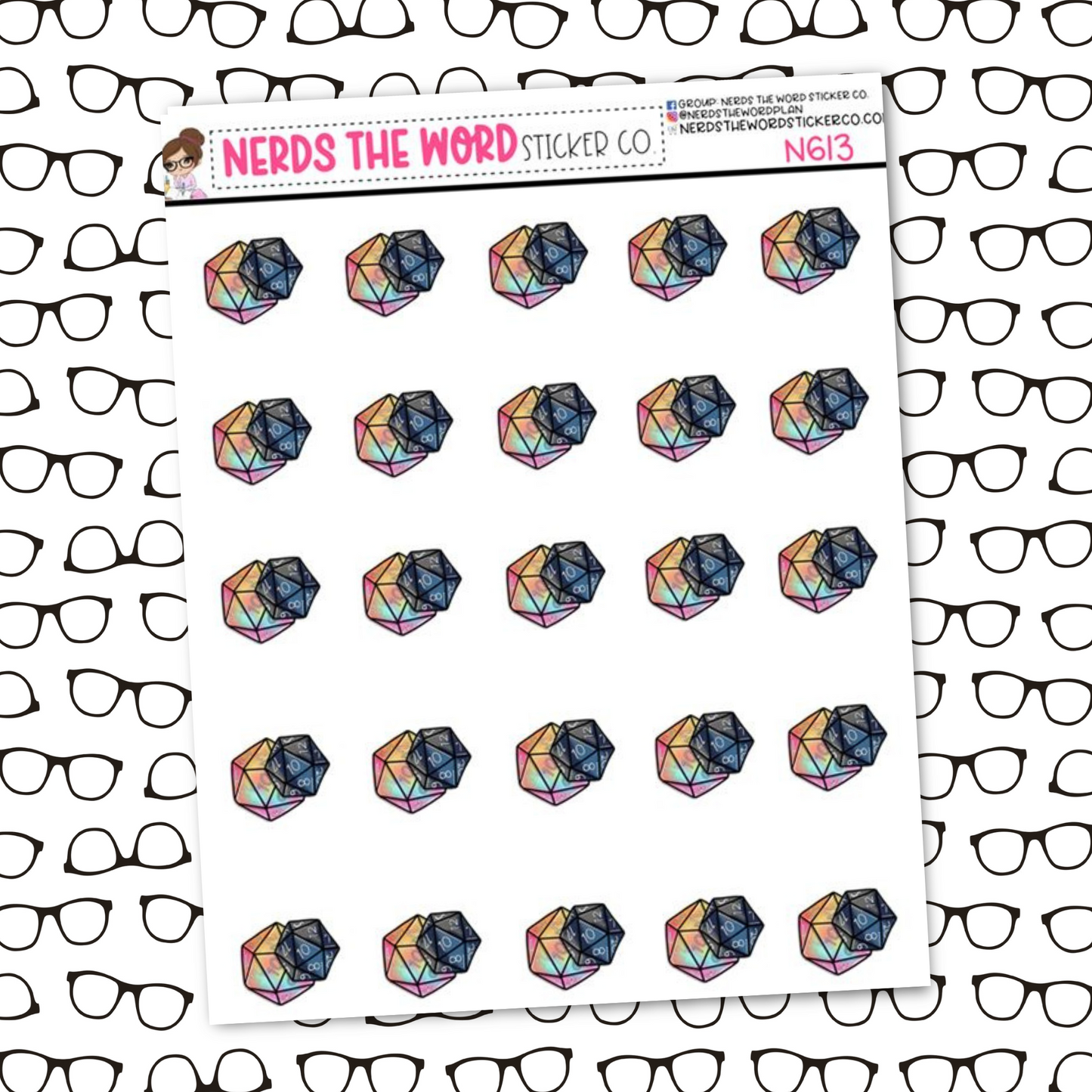 20 Sided Dice Icon Sticker Sheet