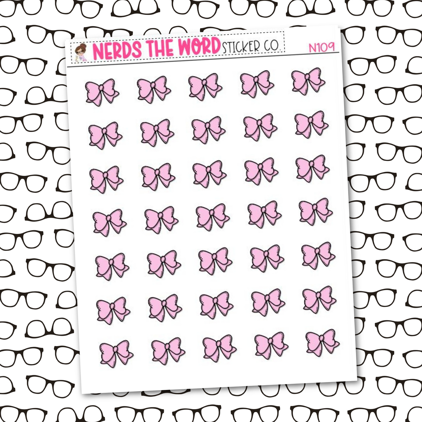 Pink Bow Icon Sticker Sheet