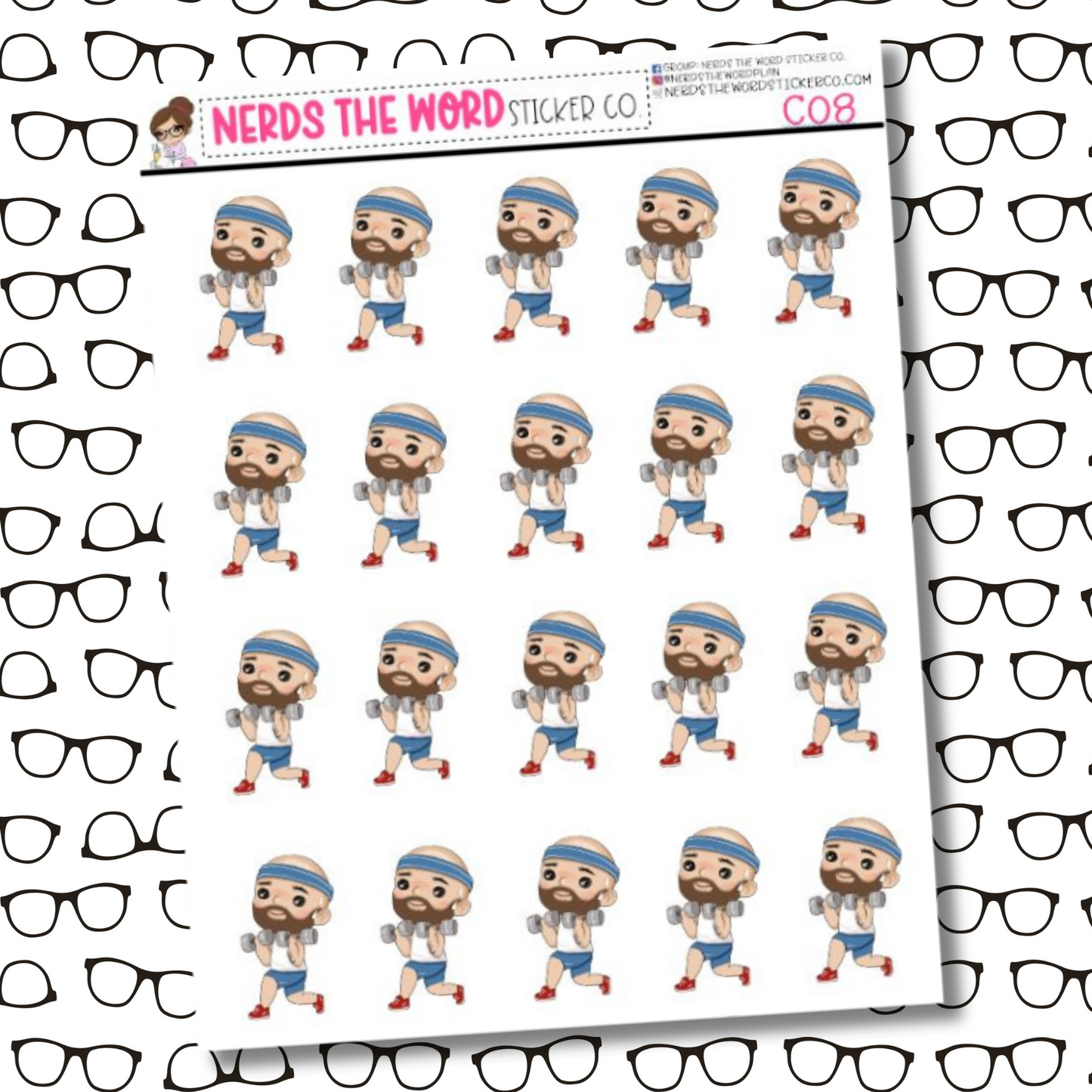 Chris Working Out Character Sticker Sheet