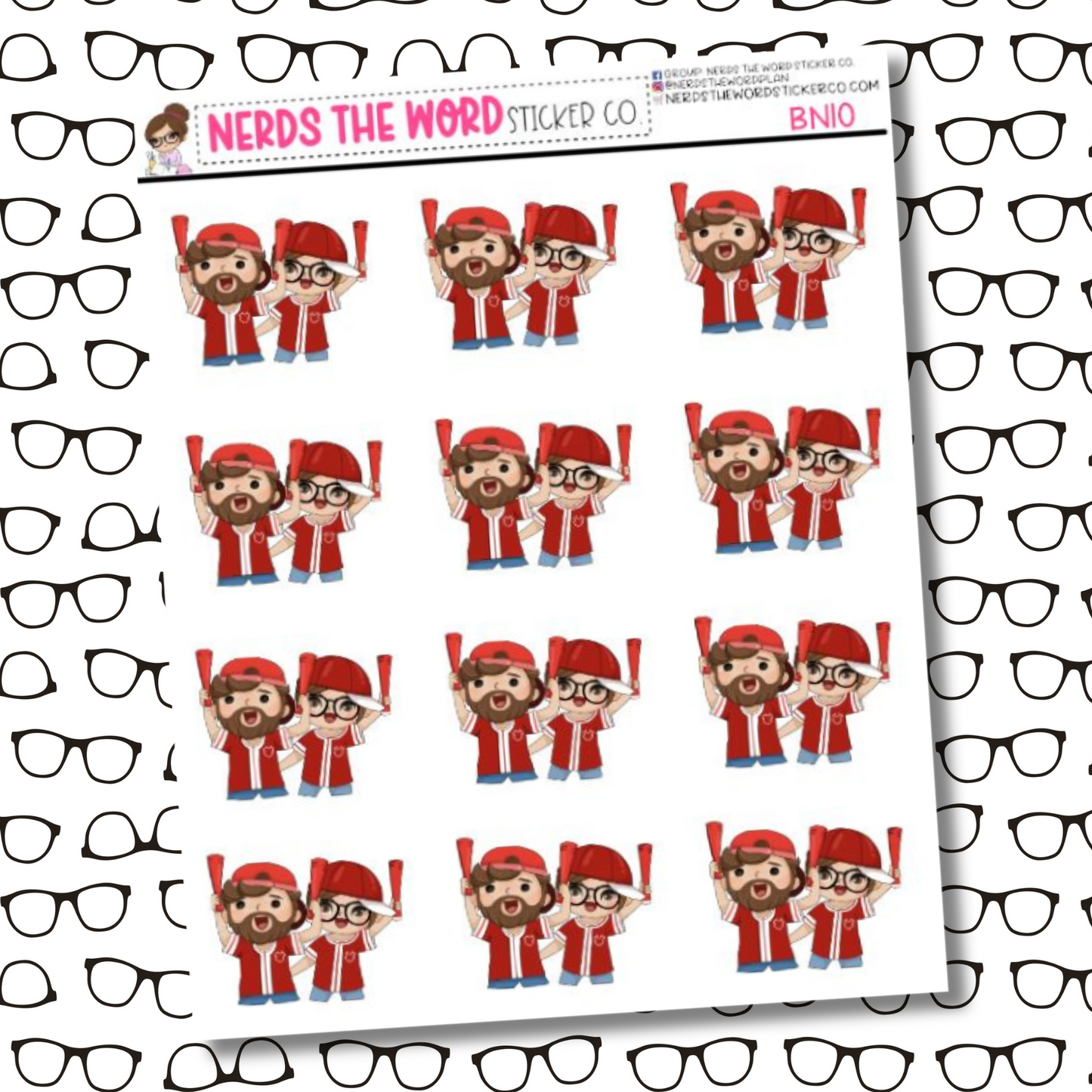 Bill & Nora Baseball Game Sticker Sheet