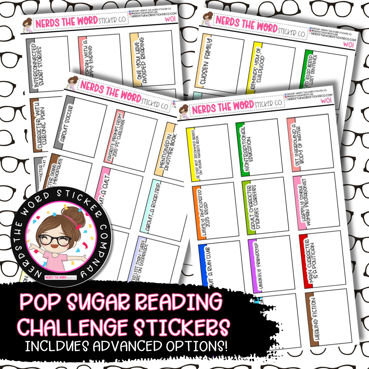 2025 Pop Sugar Reading Challenge Box Stickers