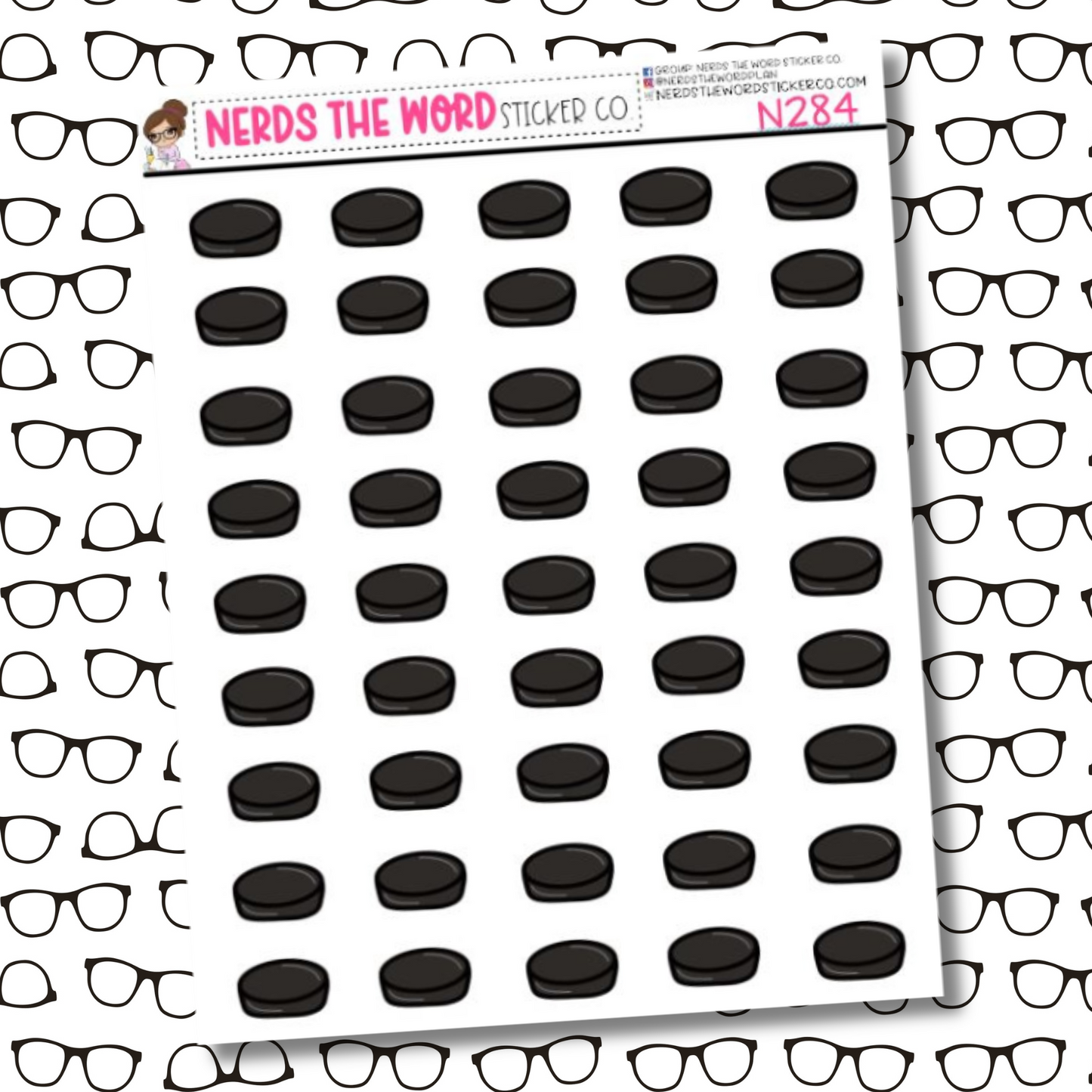 Hockey Puck Icon Sticker Sheet