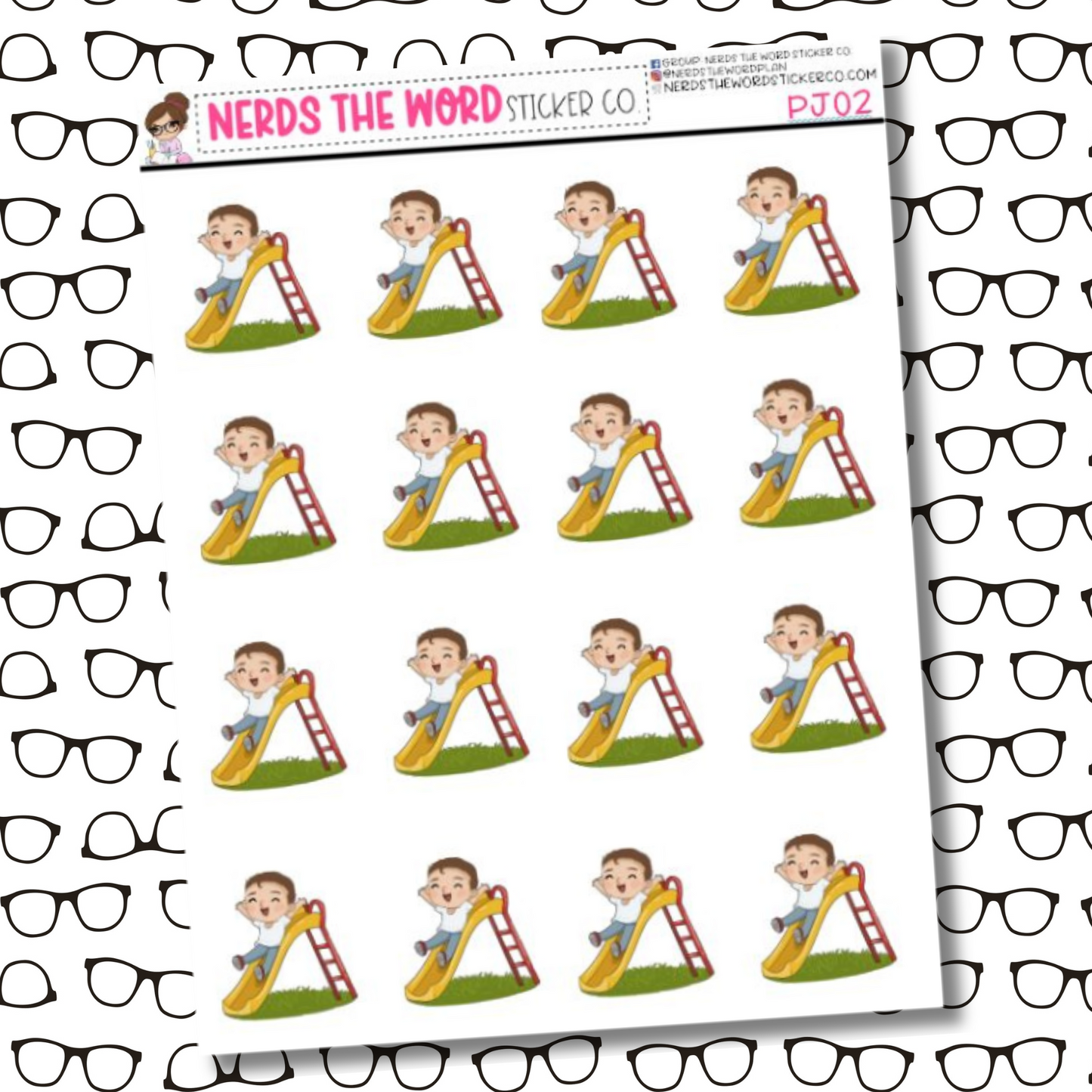 PJ Slide Character Sticker Sheet