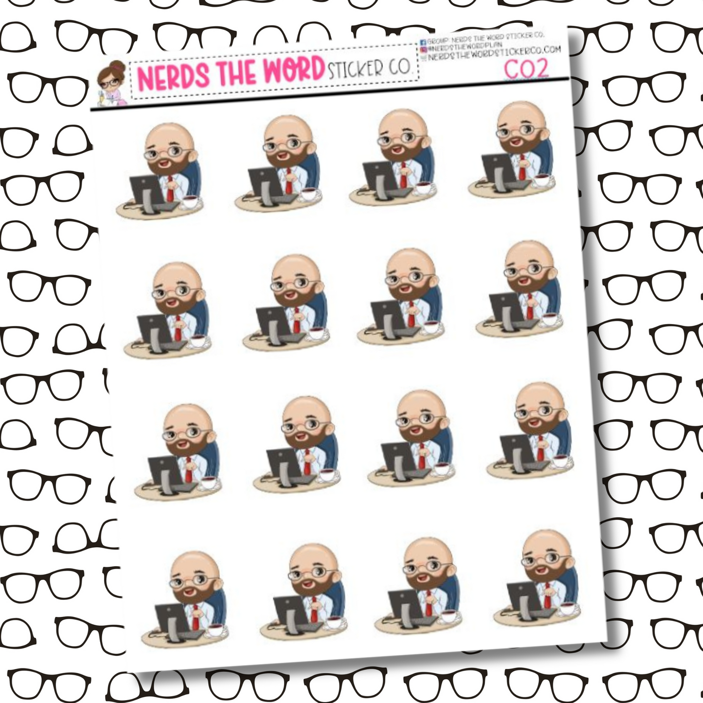 Chris Working Character Sticker Sheet