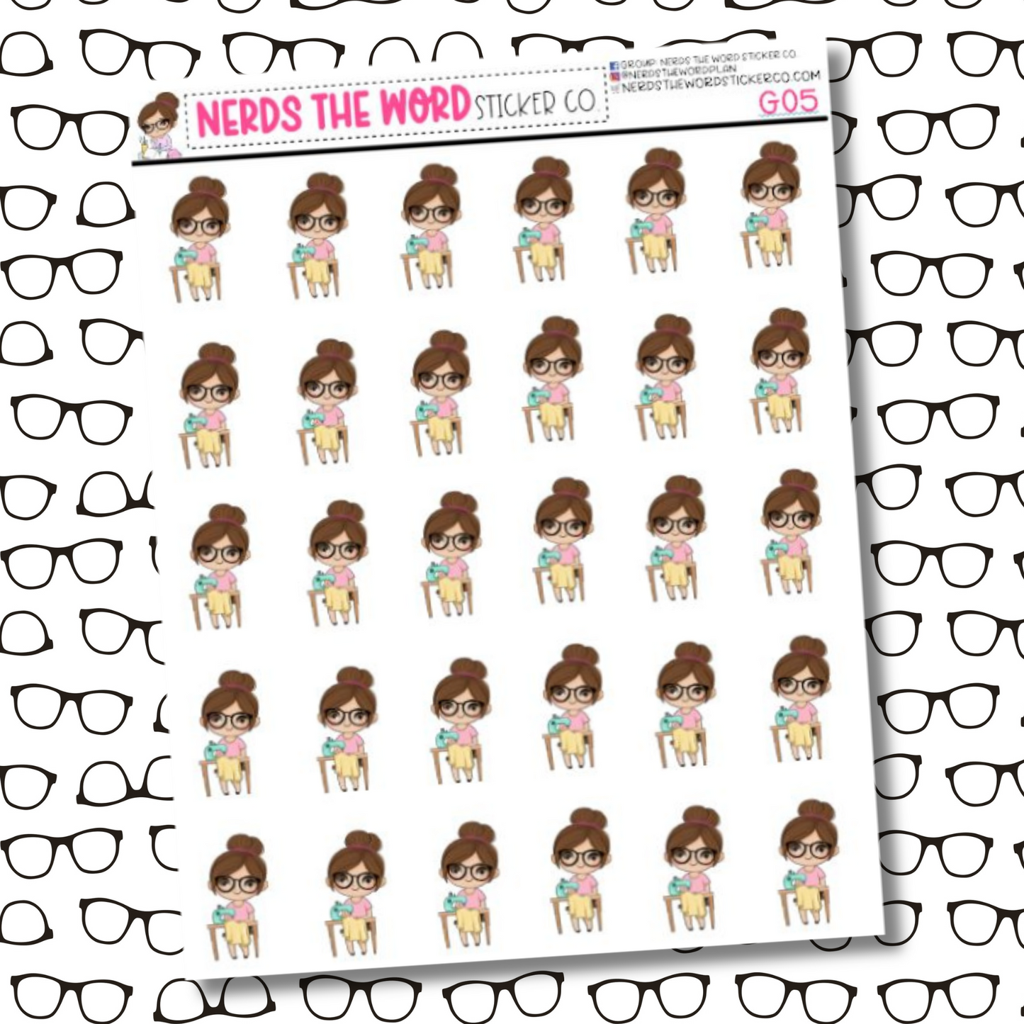Nora Sewing Character Sticker Sheet