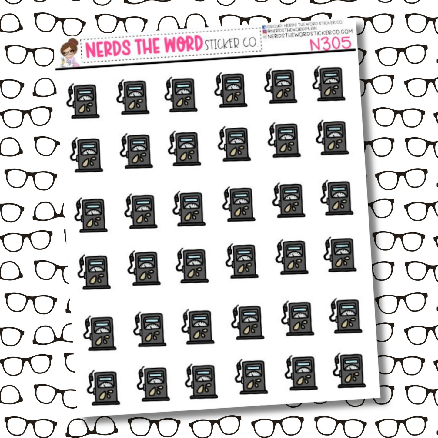 Gas Pump Icon Sticker Sheet