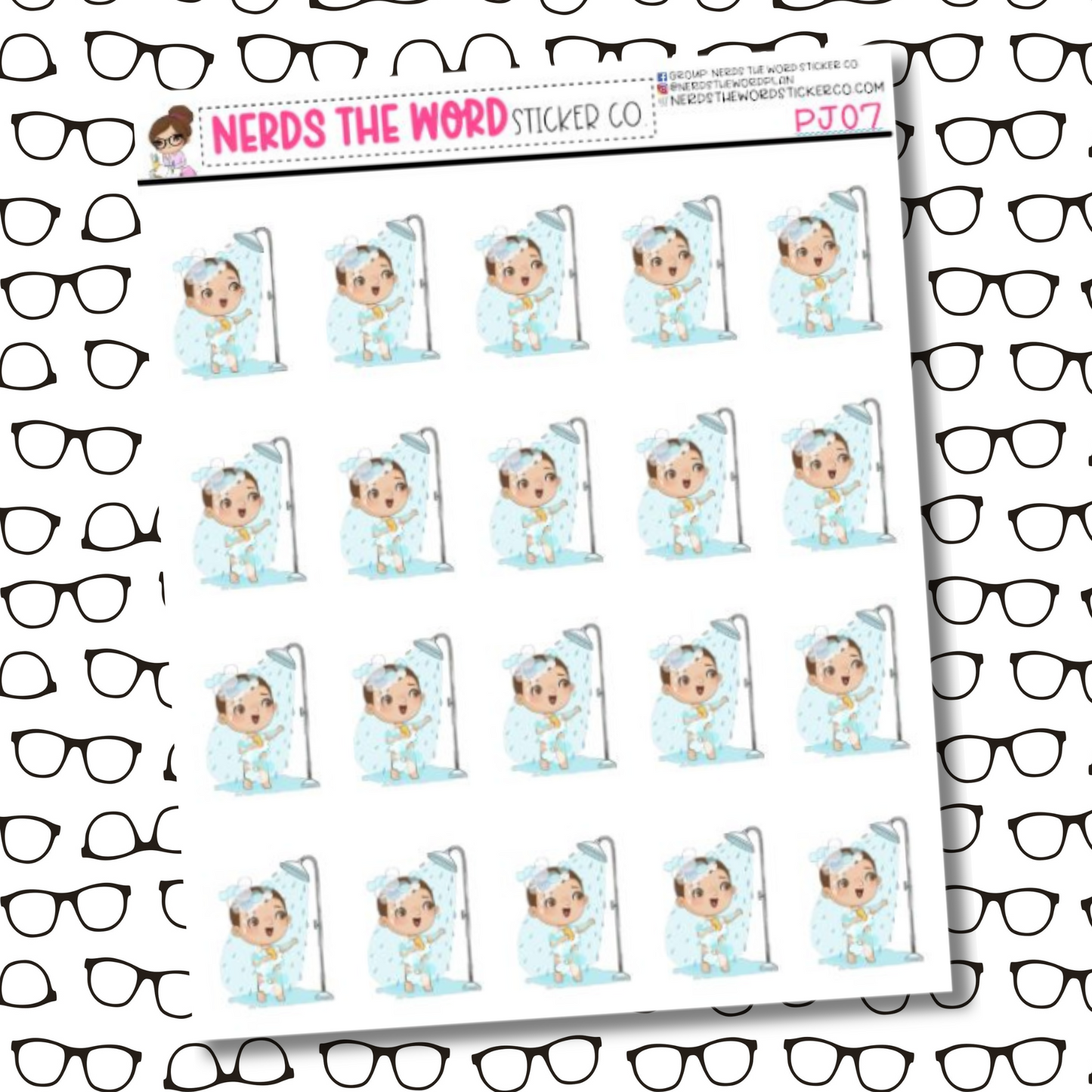 PJ Shower Character Sticker Sheet