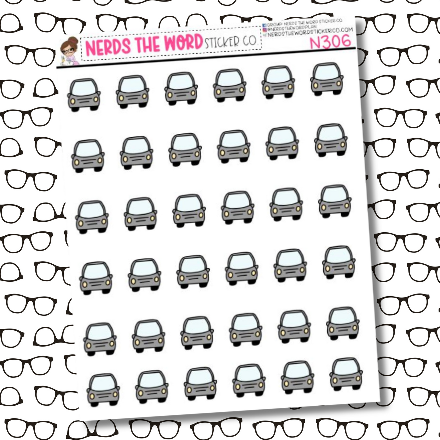 Car Icon Sticker Sheet