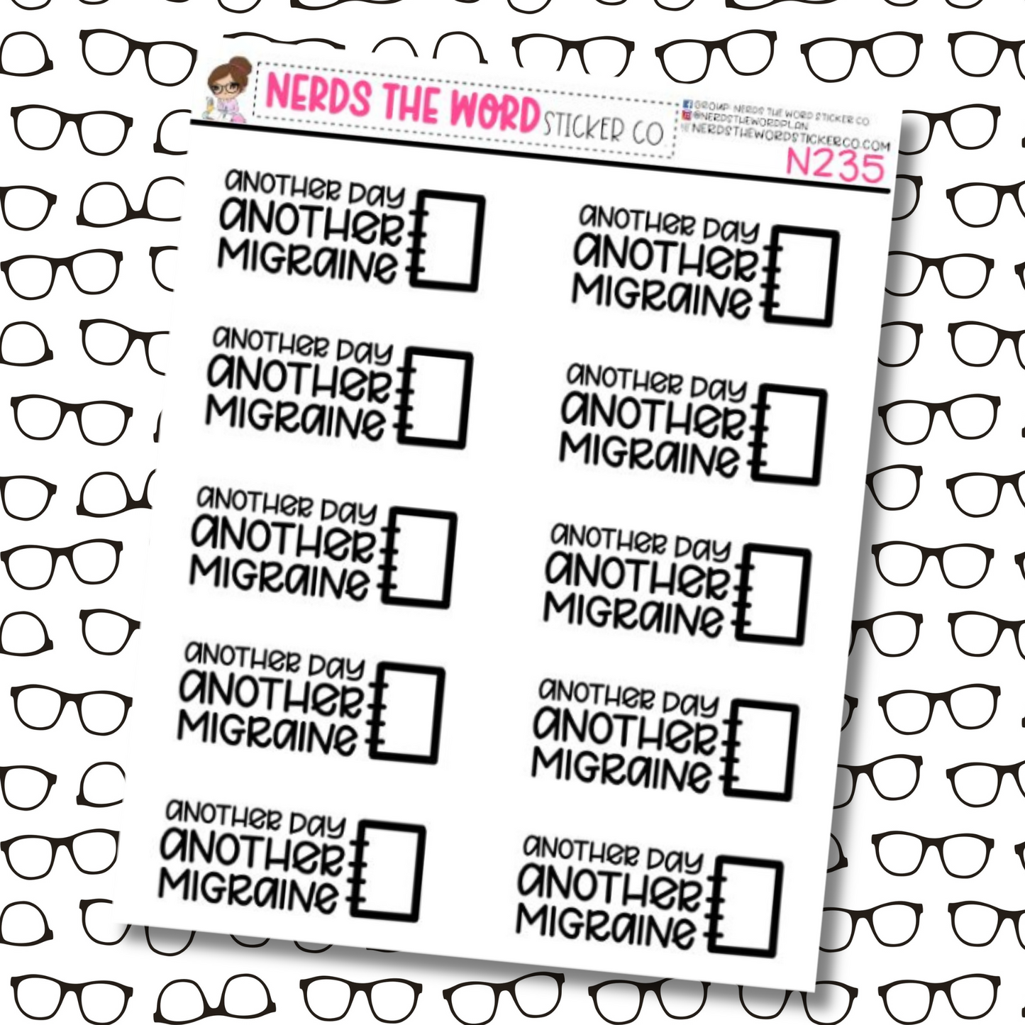 Migraine Tracking Sticker Sheet