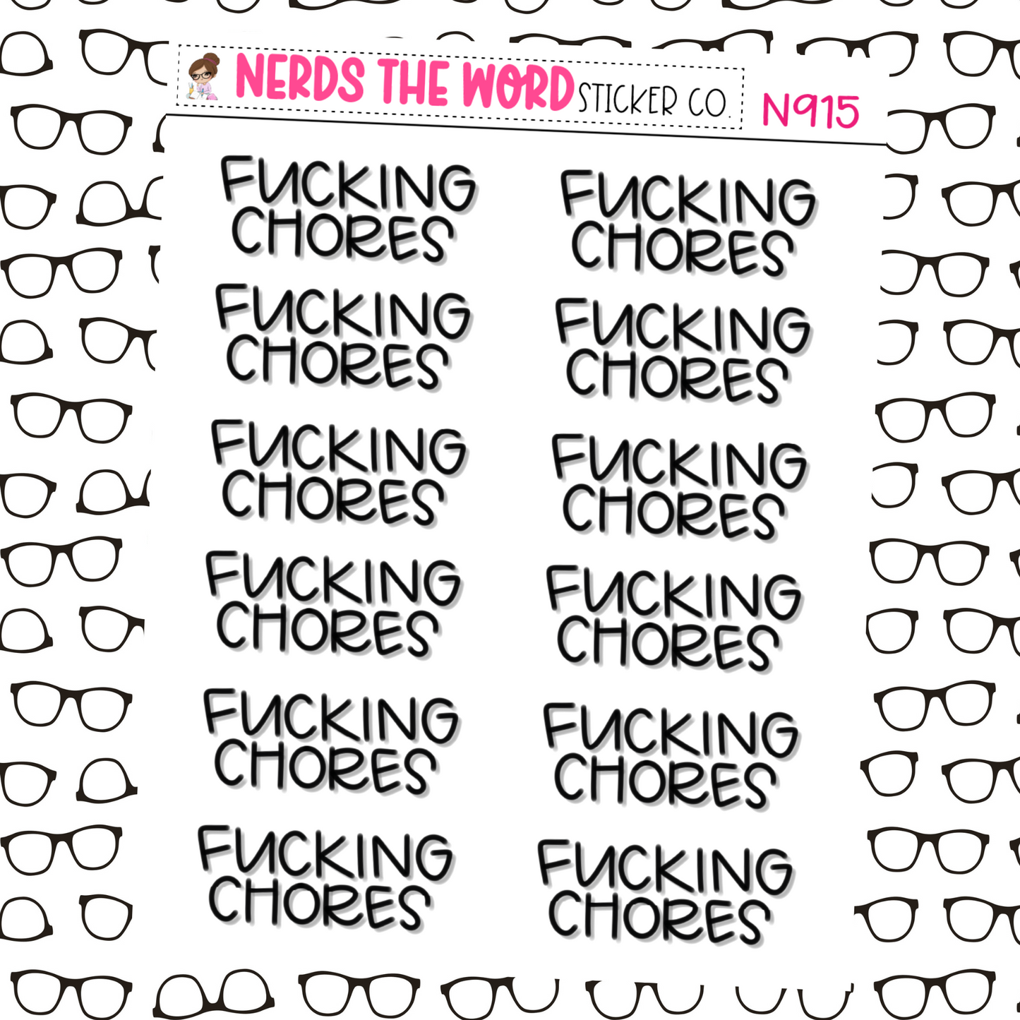 F*cking Chores Hand Lettered Planner Stickers