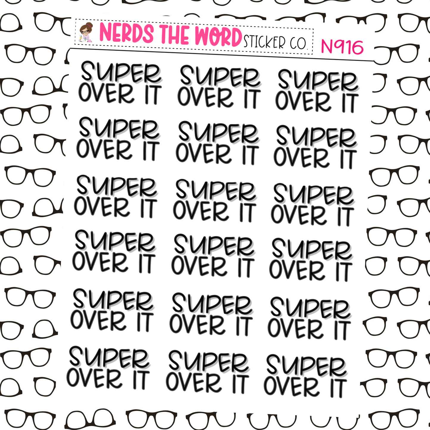 Super Over It Hand Lettered Planner Stickers