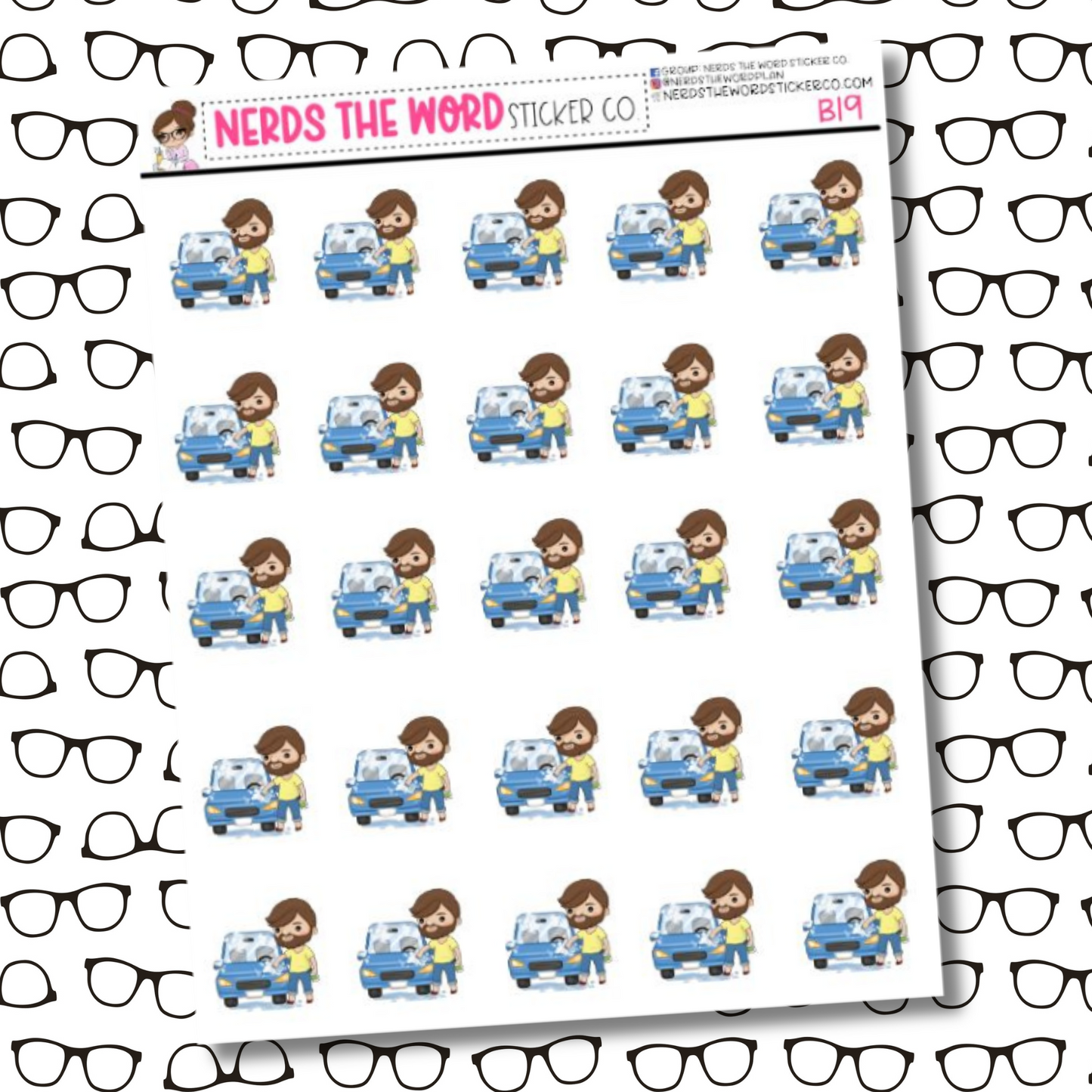 Bill Car Wash Sticker Sheet