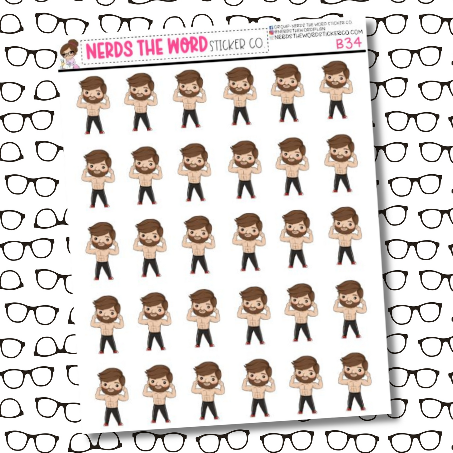 Bill Muscles Sticker Sheet
