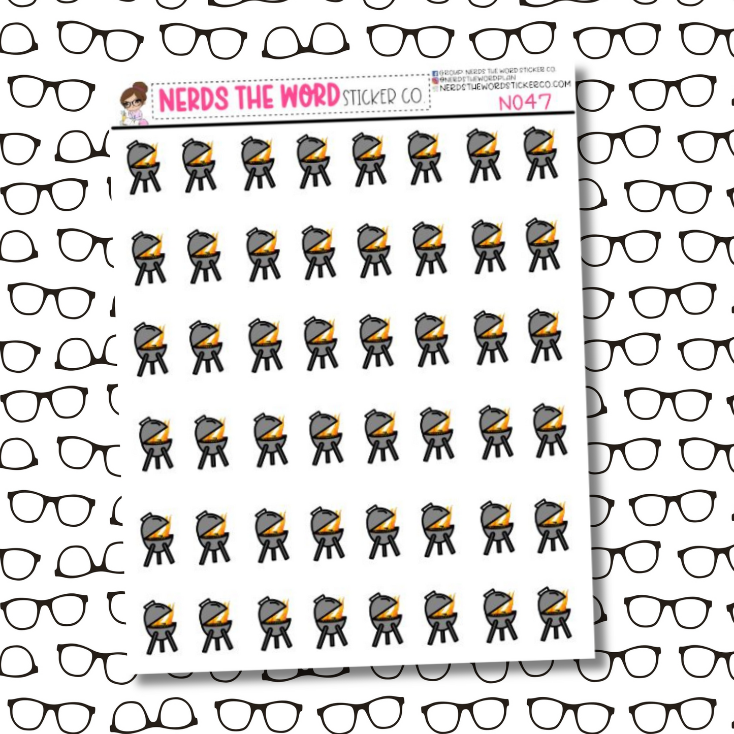 Grill (BBQ) Icon Sticker Sheet