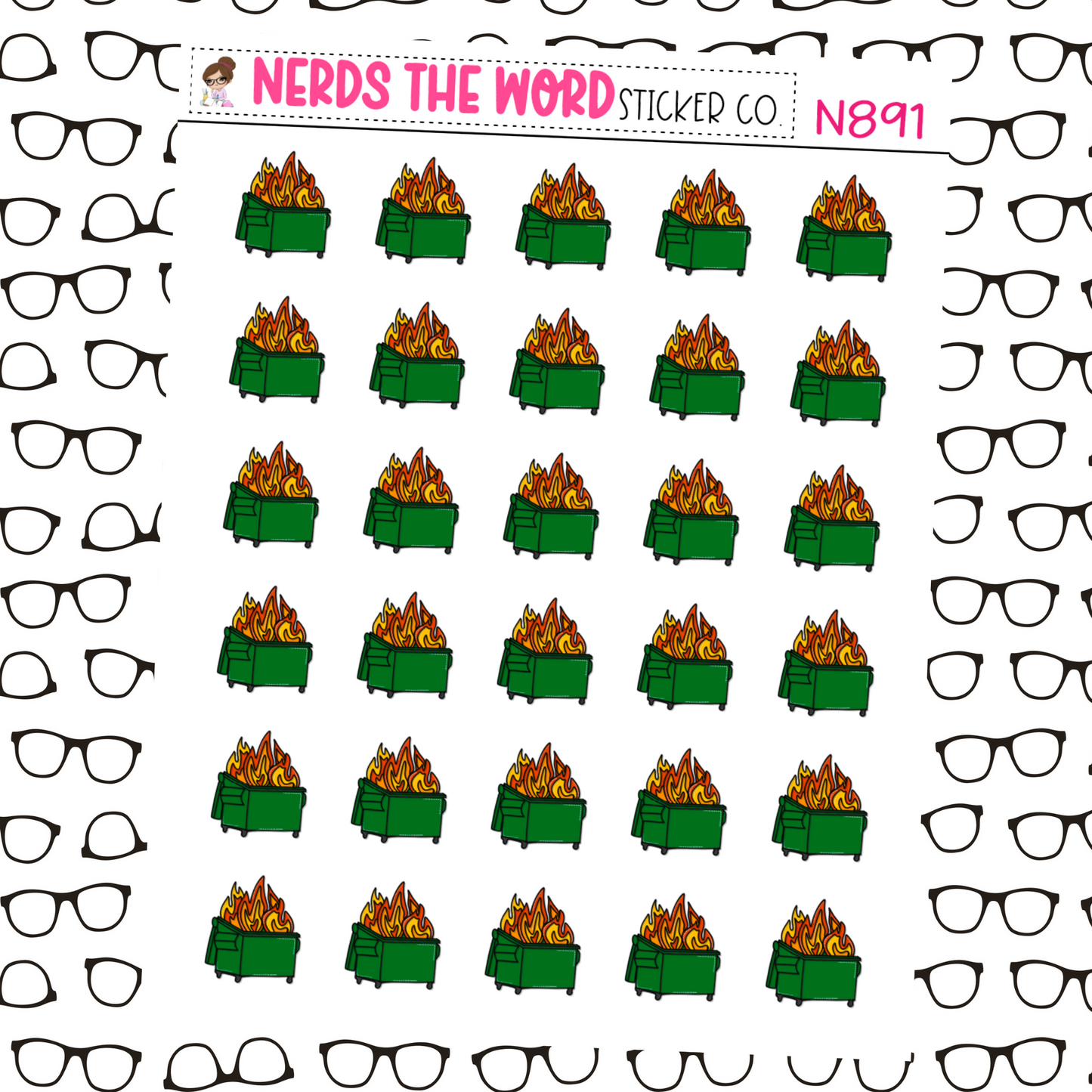 Dumpster Fire Icon Sticker Sheet