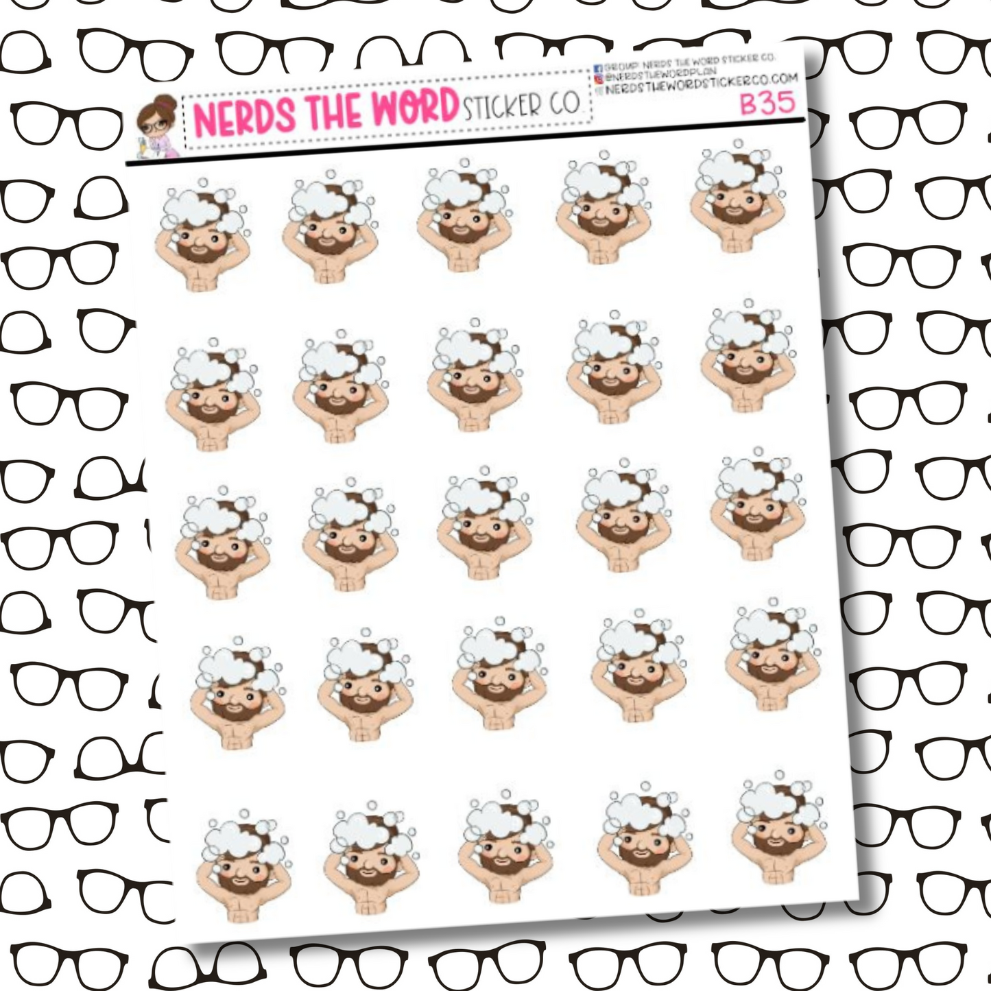 Bill Washes Hair Sticker Sheet