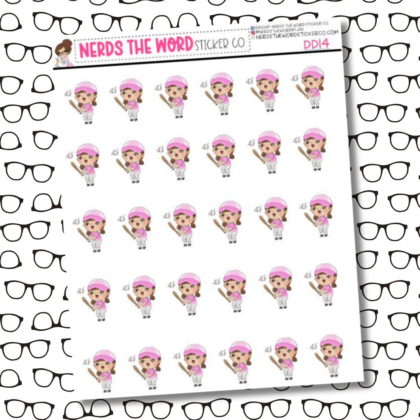TBall Baseball Dee Character Sticker Sheet