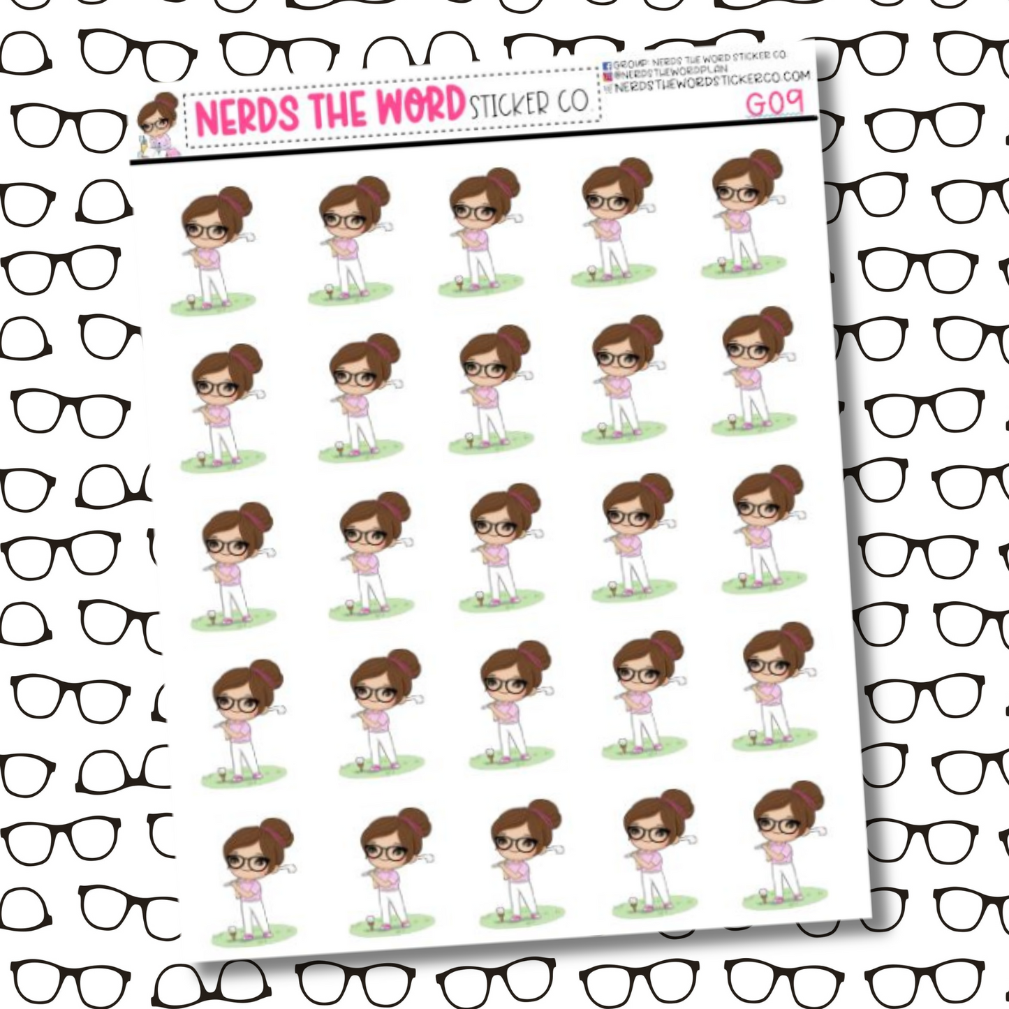 Nora Golf Character Sticker Sheet